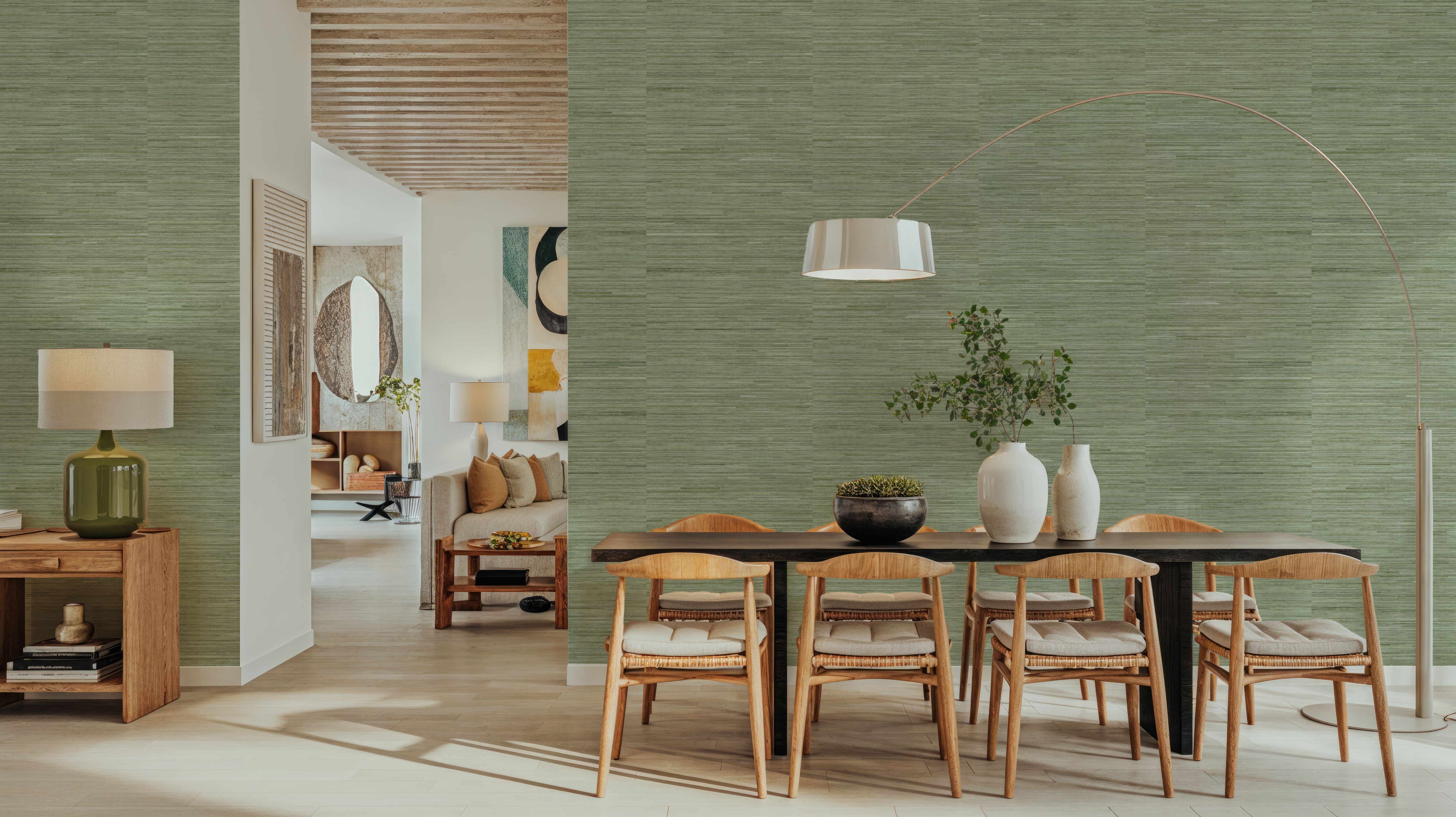 Faux Grasscloth with Visible Seams, Fern