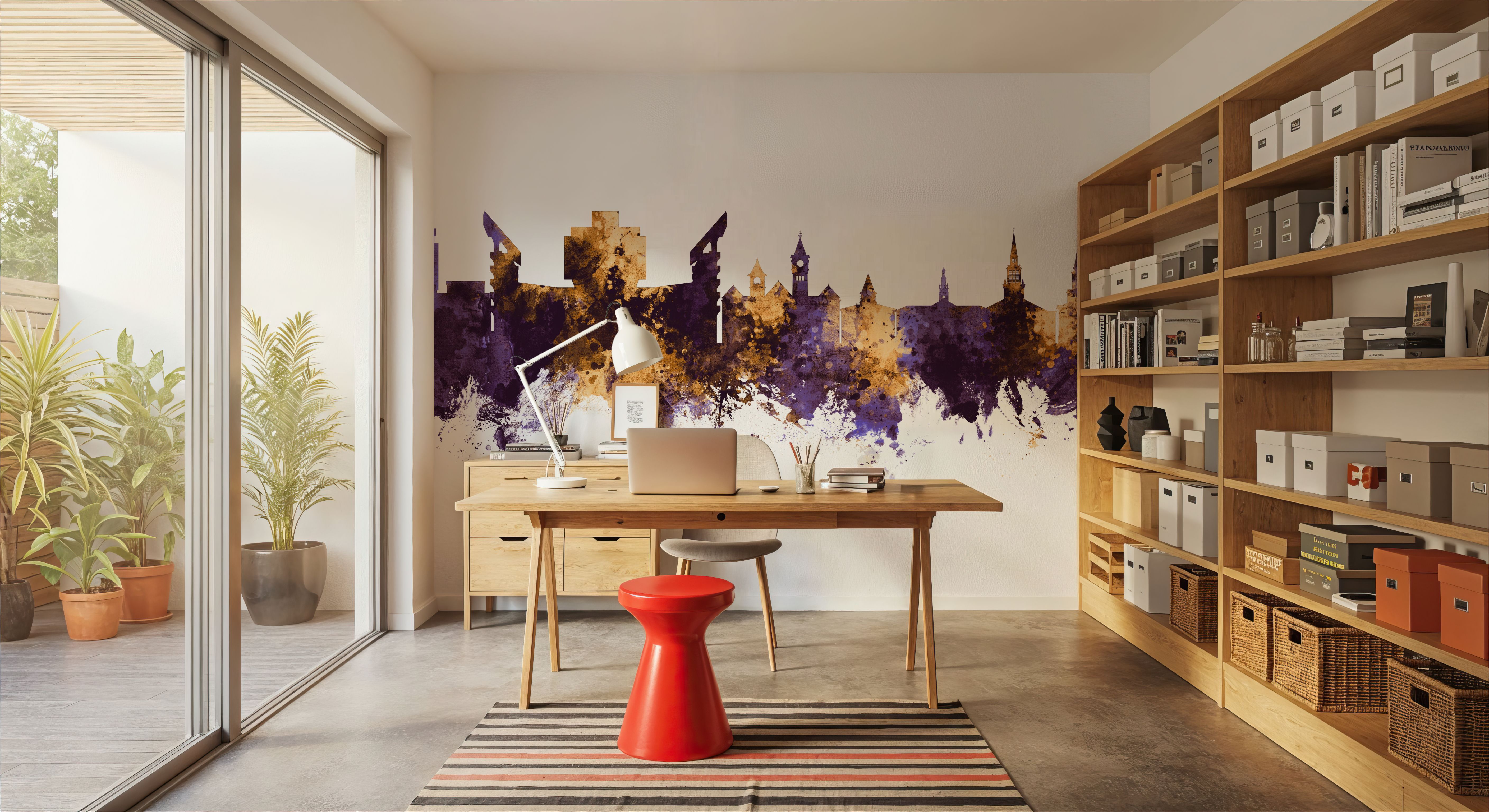 Auburn Alabama Skyline Purple & Gold, Wallpaper