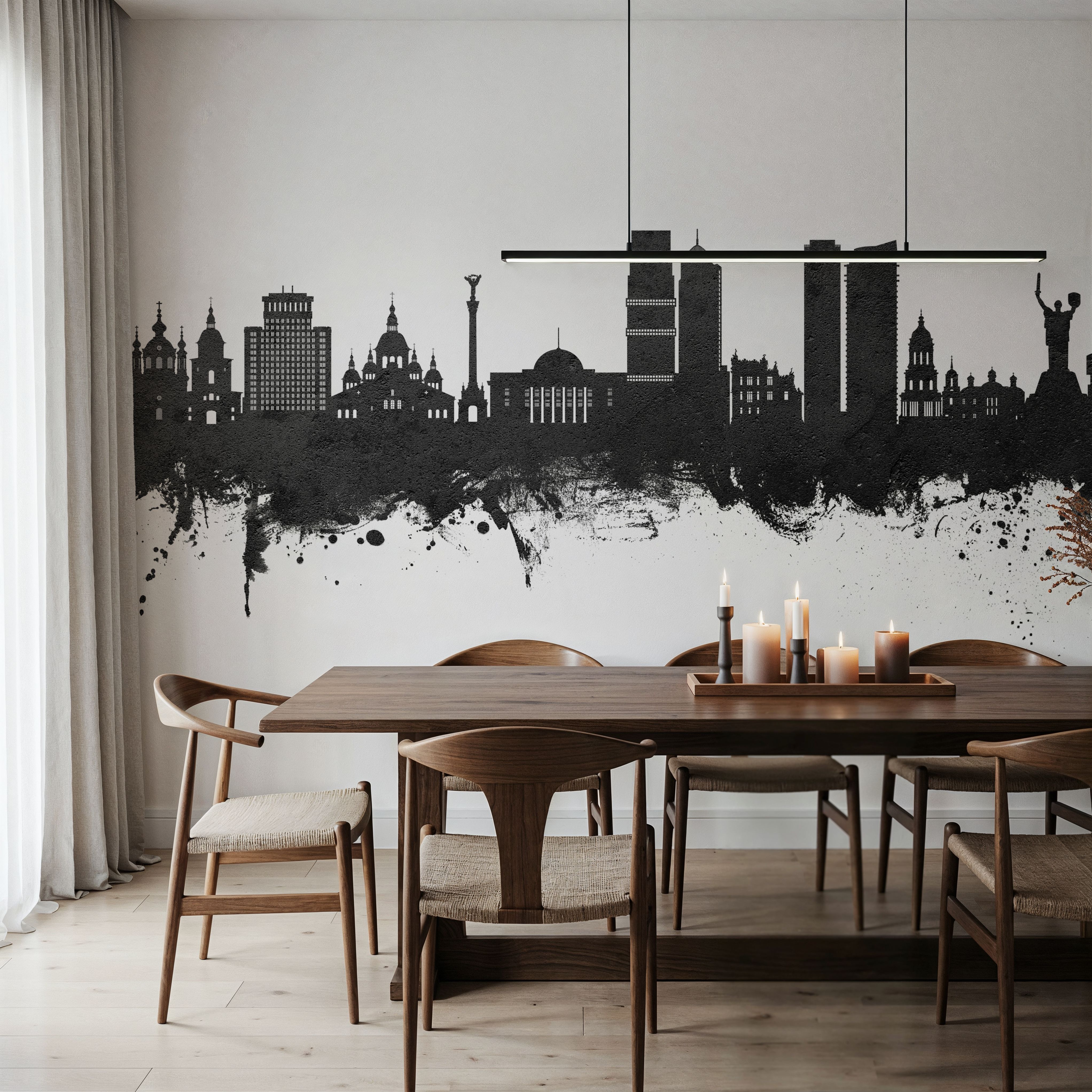 Kyiv Ukraine Skyline Black & White