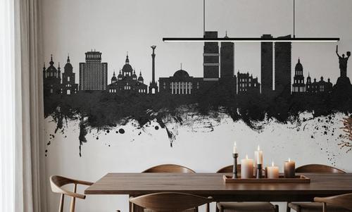 Kyiv Ukraine Skyline Black & White