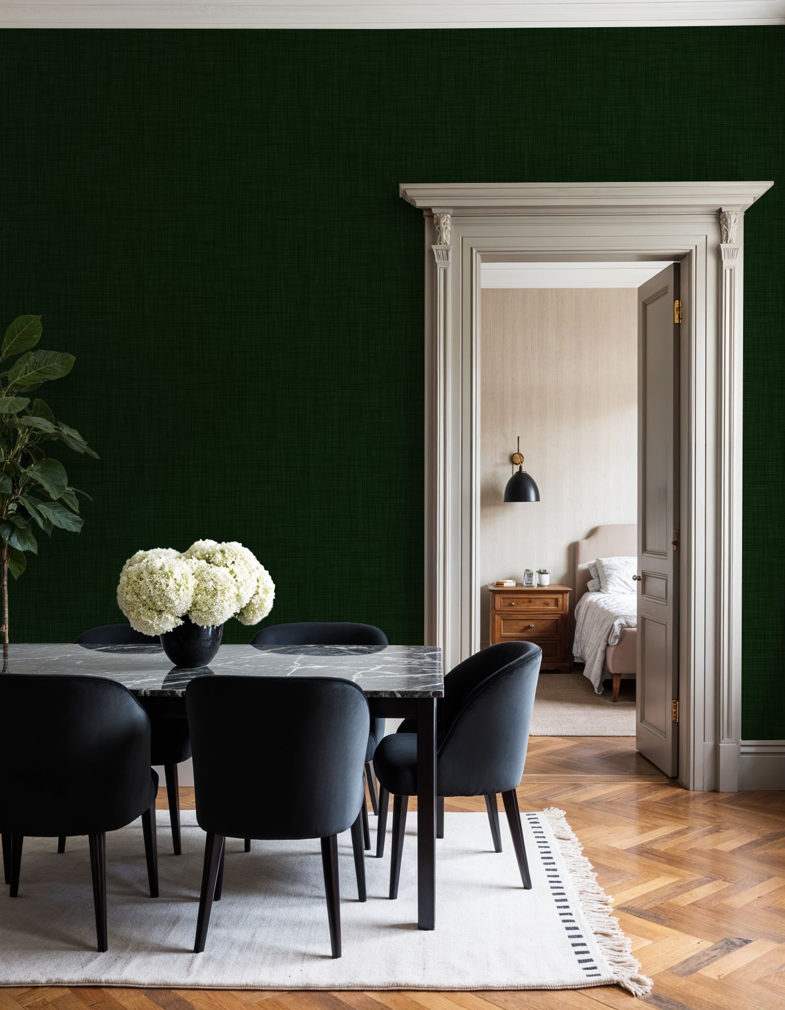 Mottled Linen Effect, Forest Green