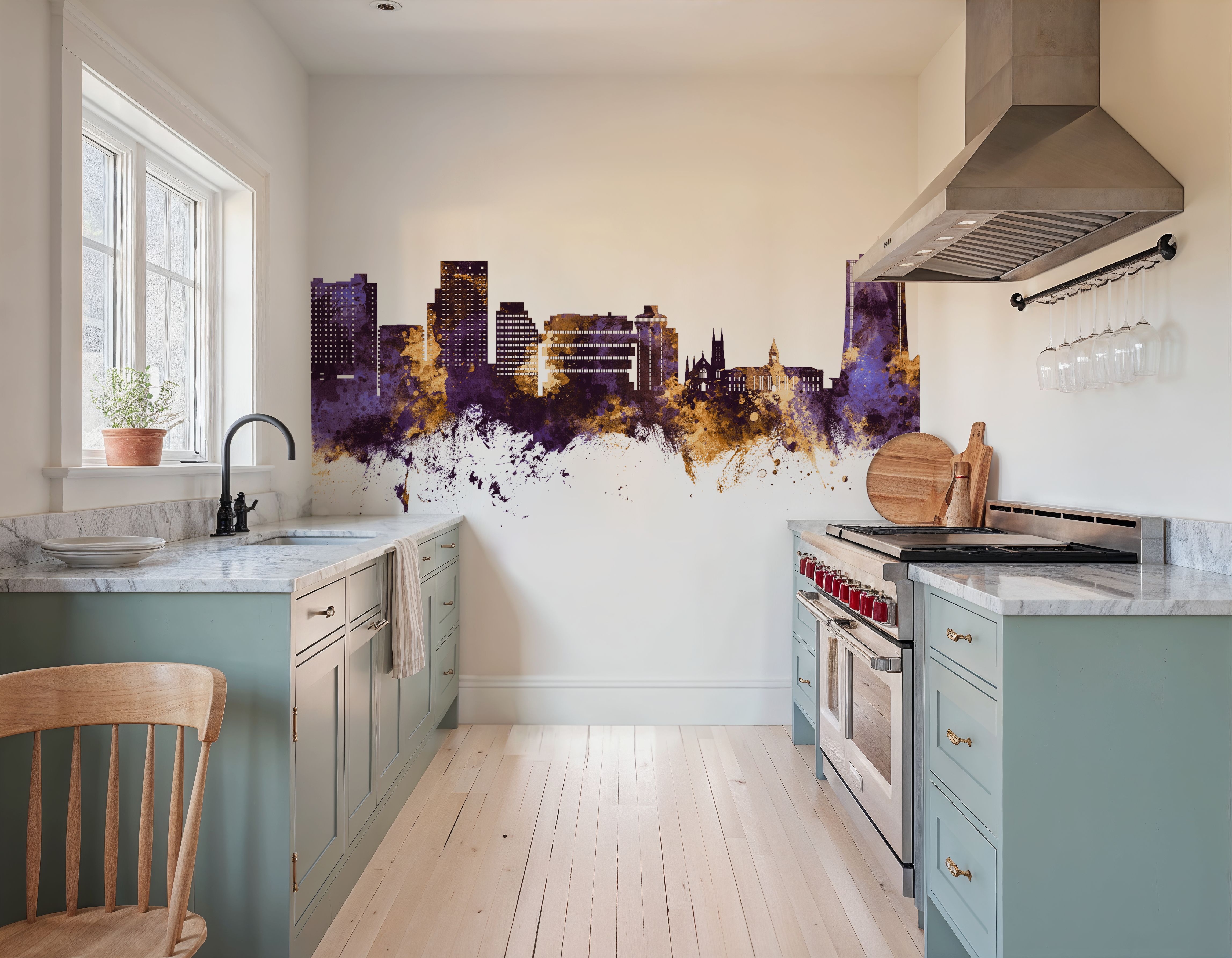 Stamford Connecticut Skyline Purple & Gold