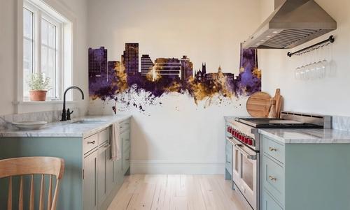 Stamford Connecticut Skyline Purple & Gold