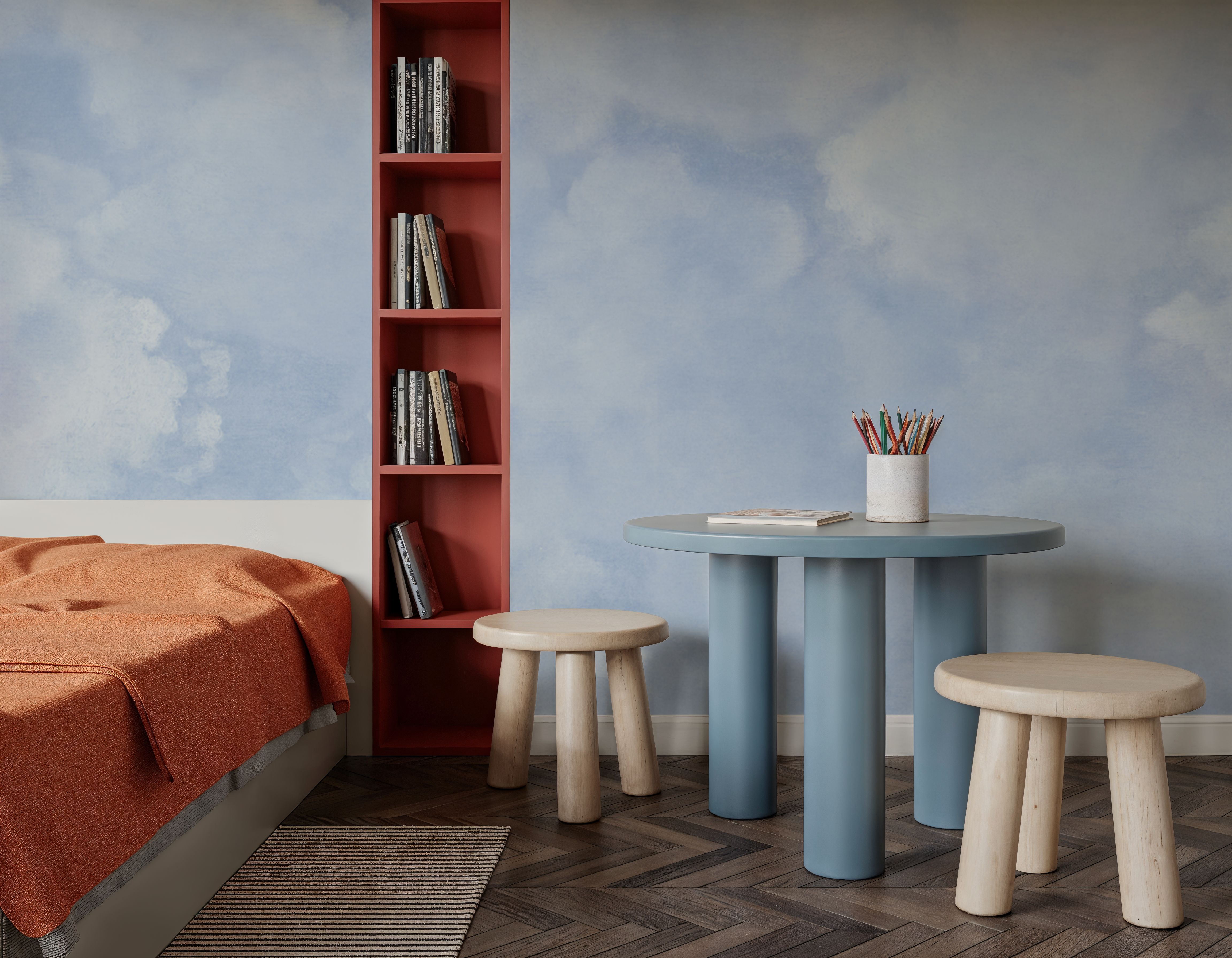 Painted Dreamy Clouds, Bright Blue