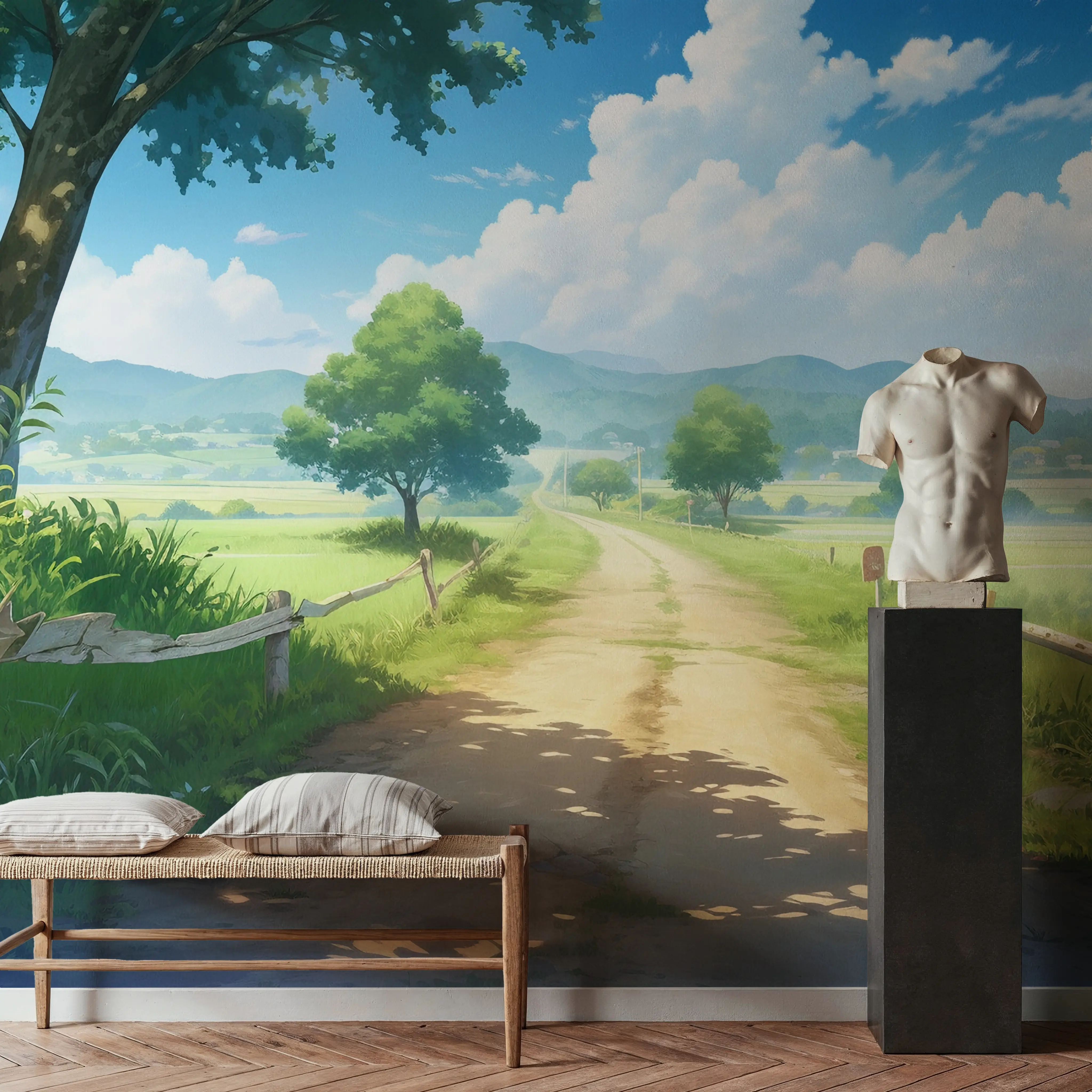 Wall Mural - Going Somewhere - Mountains Landscapes mural wallpaper - Green - Hallway staircases - Wallism UK - Peel & Stick or Paste-the-Wall