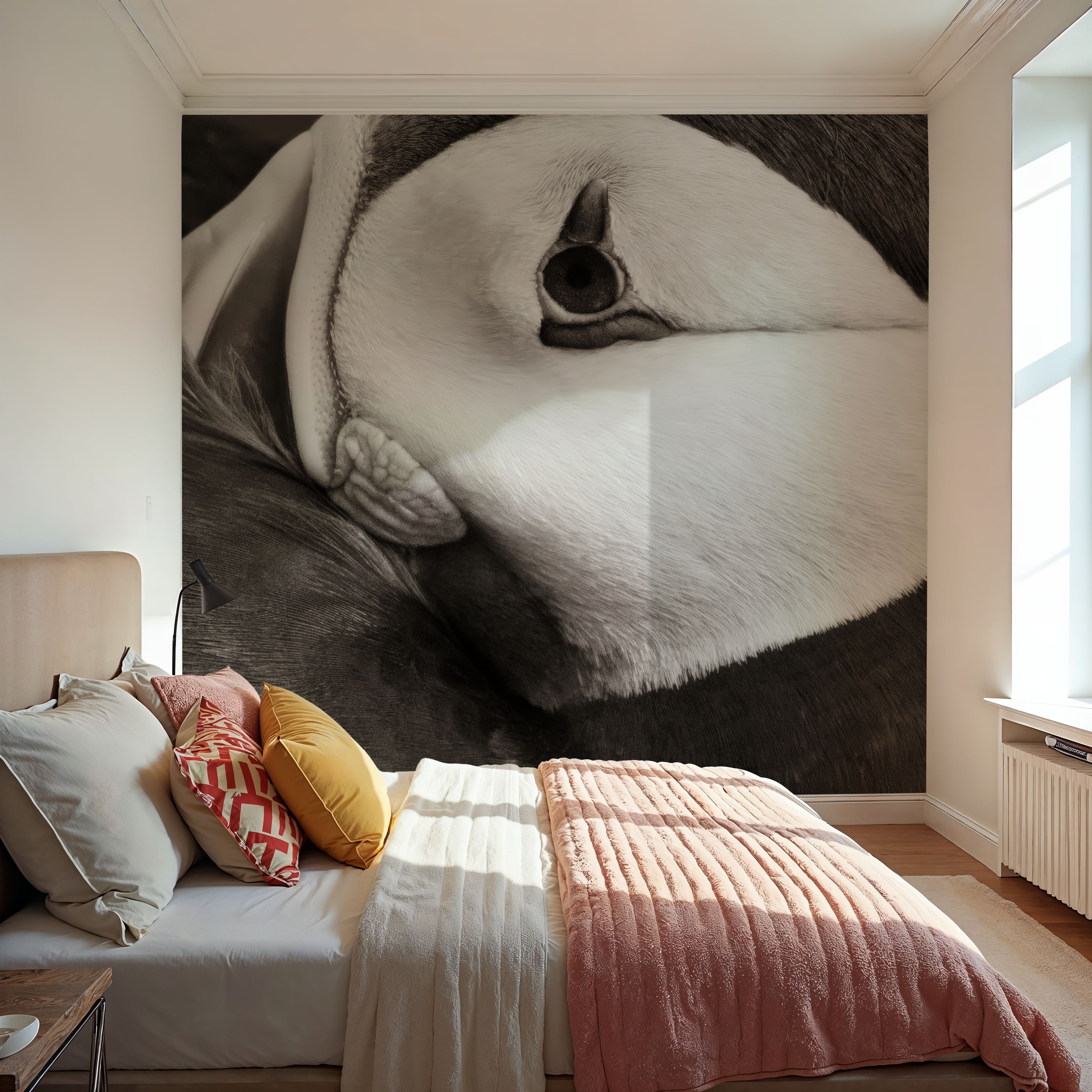 Atlantic Puffin Tucked BW