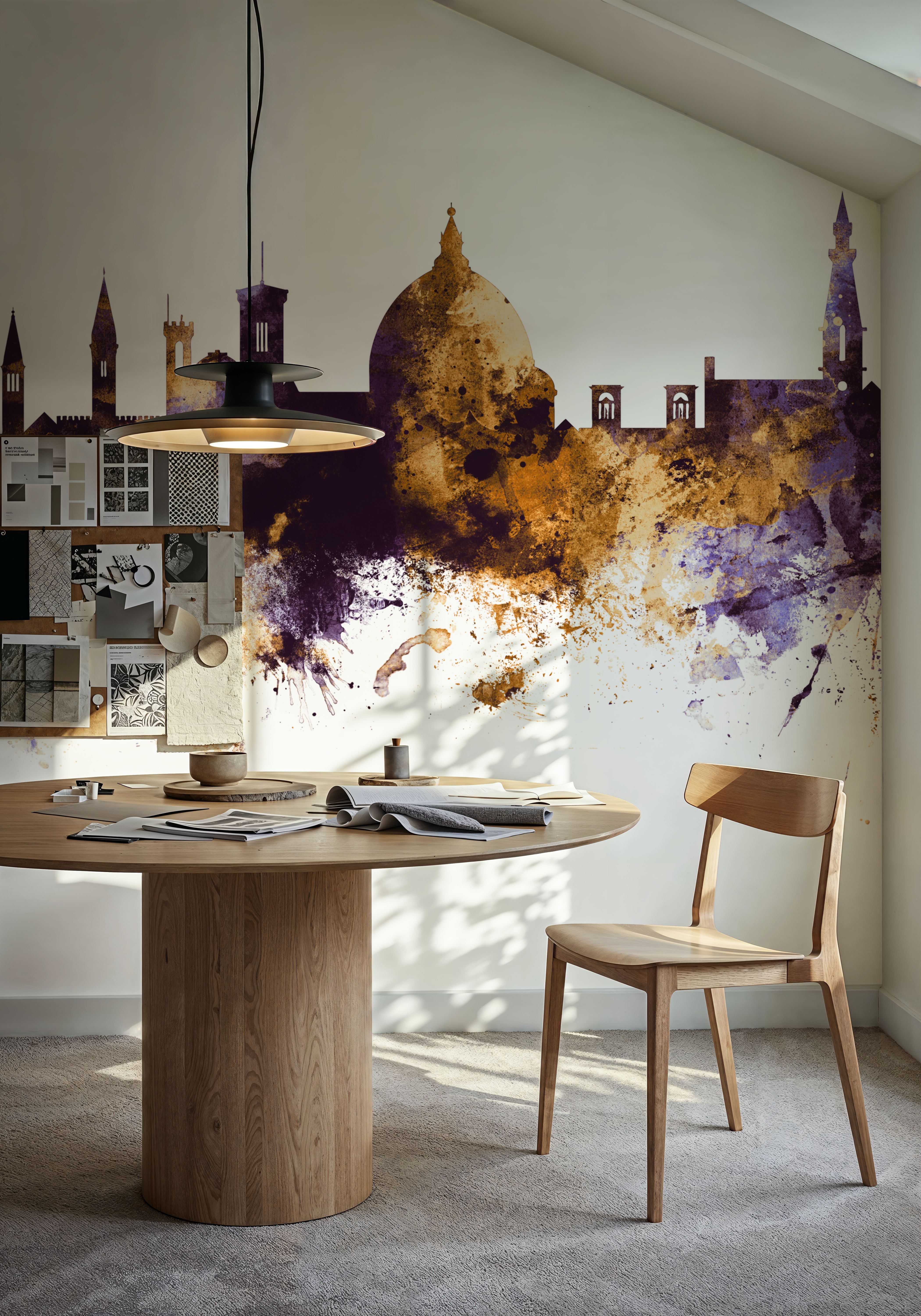 Florence Italy Skyline Purple & Gold