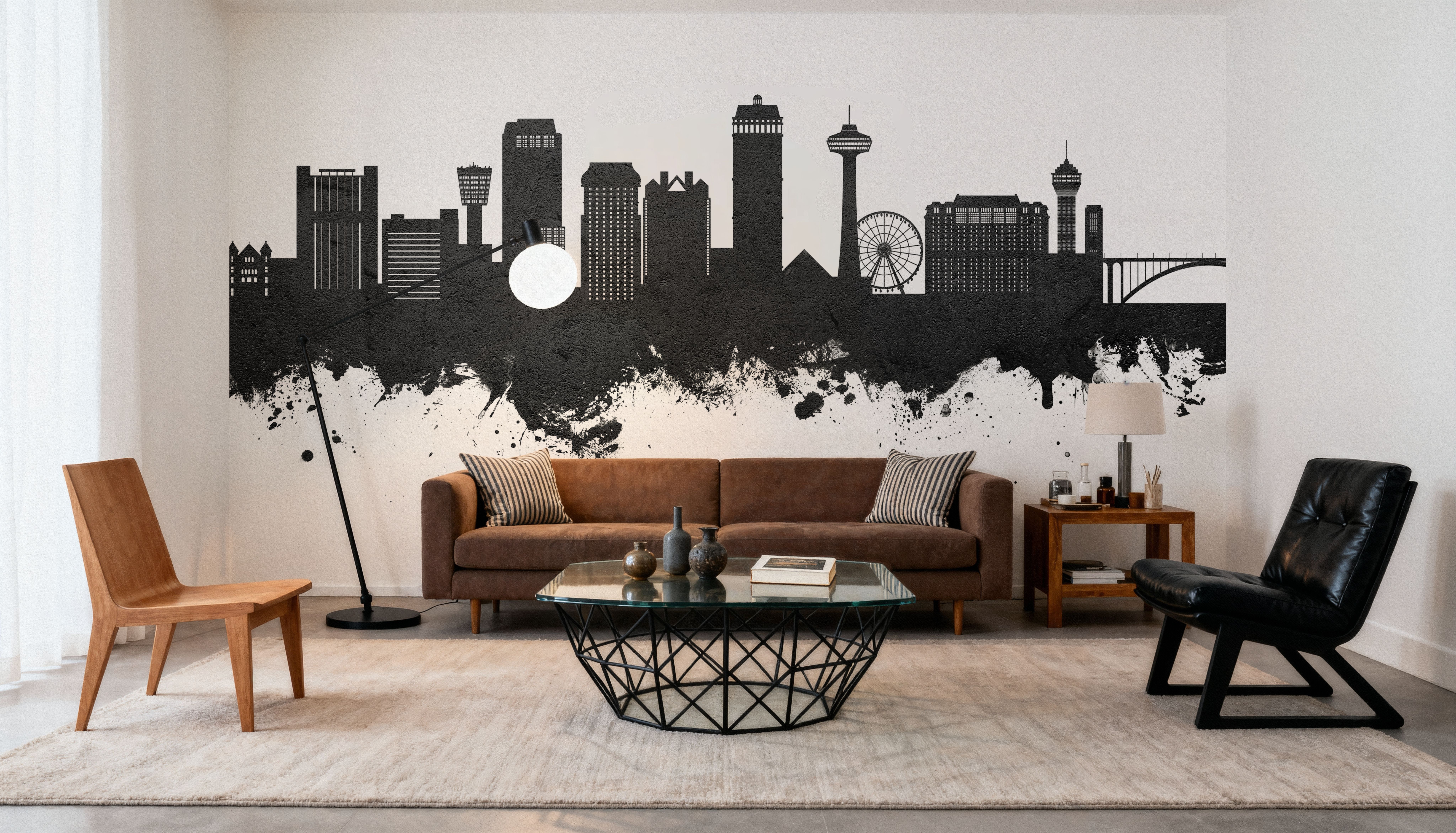 Niagara Falls Skyline Black & White, Wallpaper