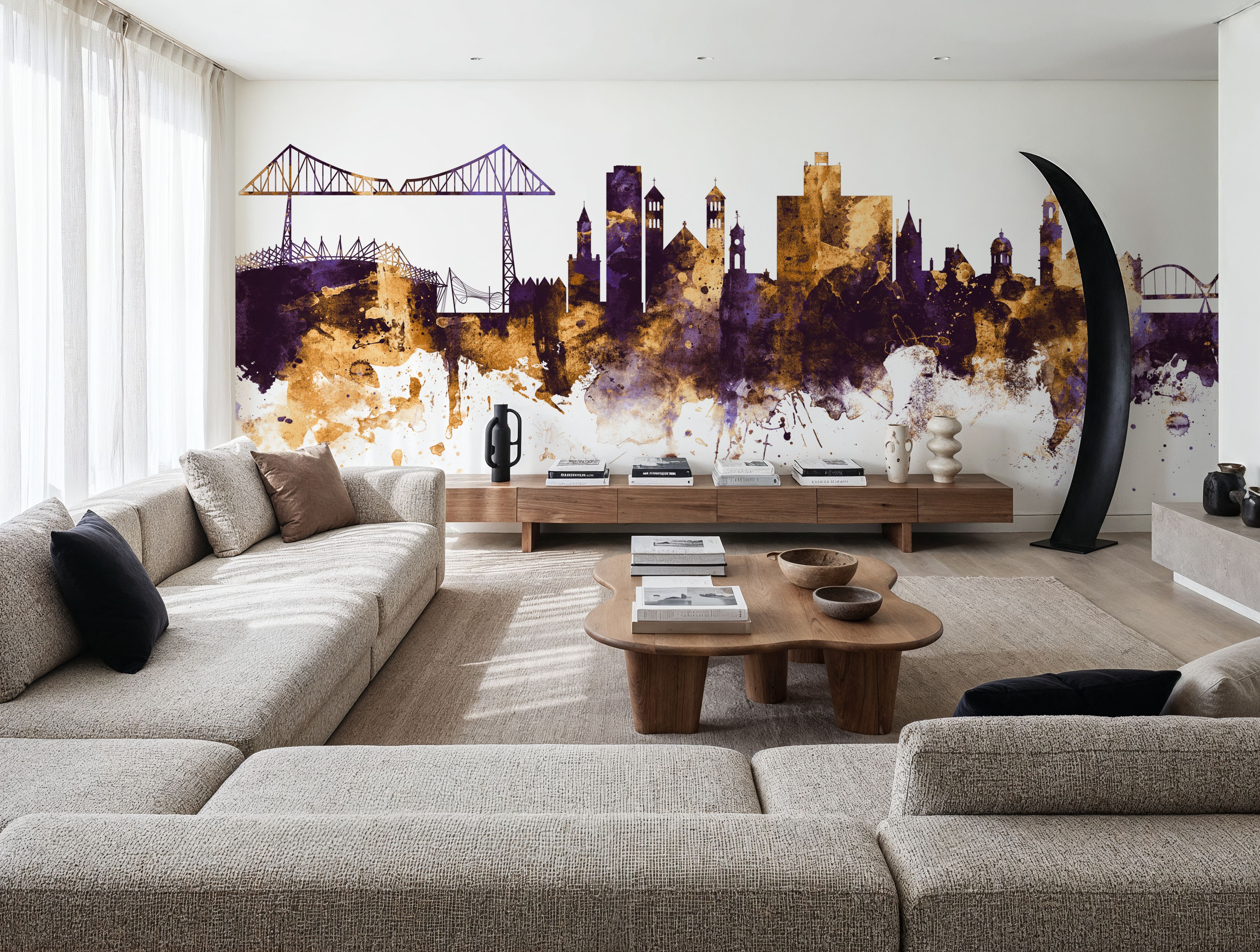 Middlesbrough England Skyline Purple & Gold