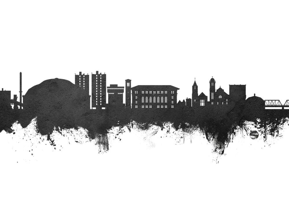 Cedar Falls Iowa Skyline Black & White