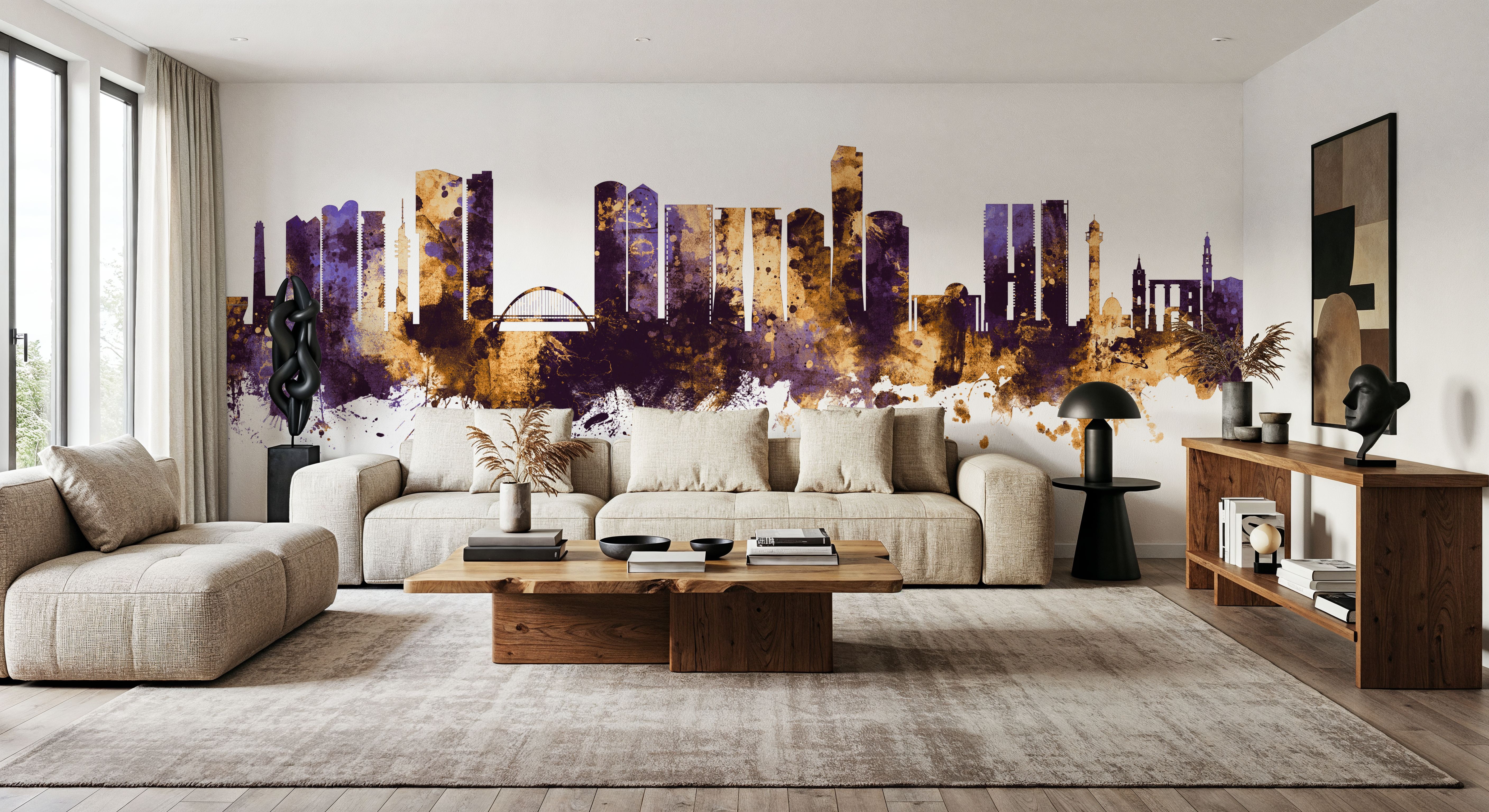 Tel Aviv Skyline Purple & Bronze