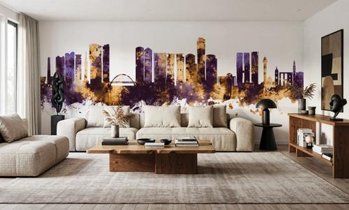Tel Aviv Skyline Purple & Bronze