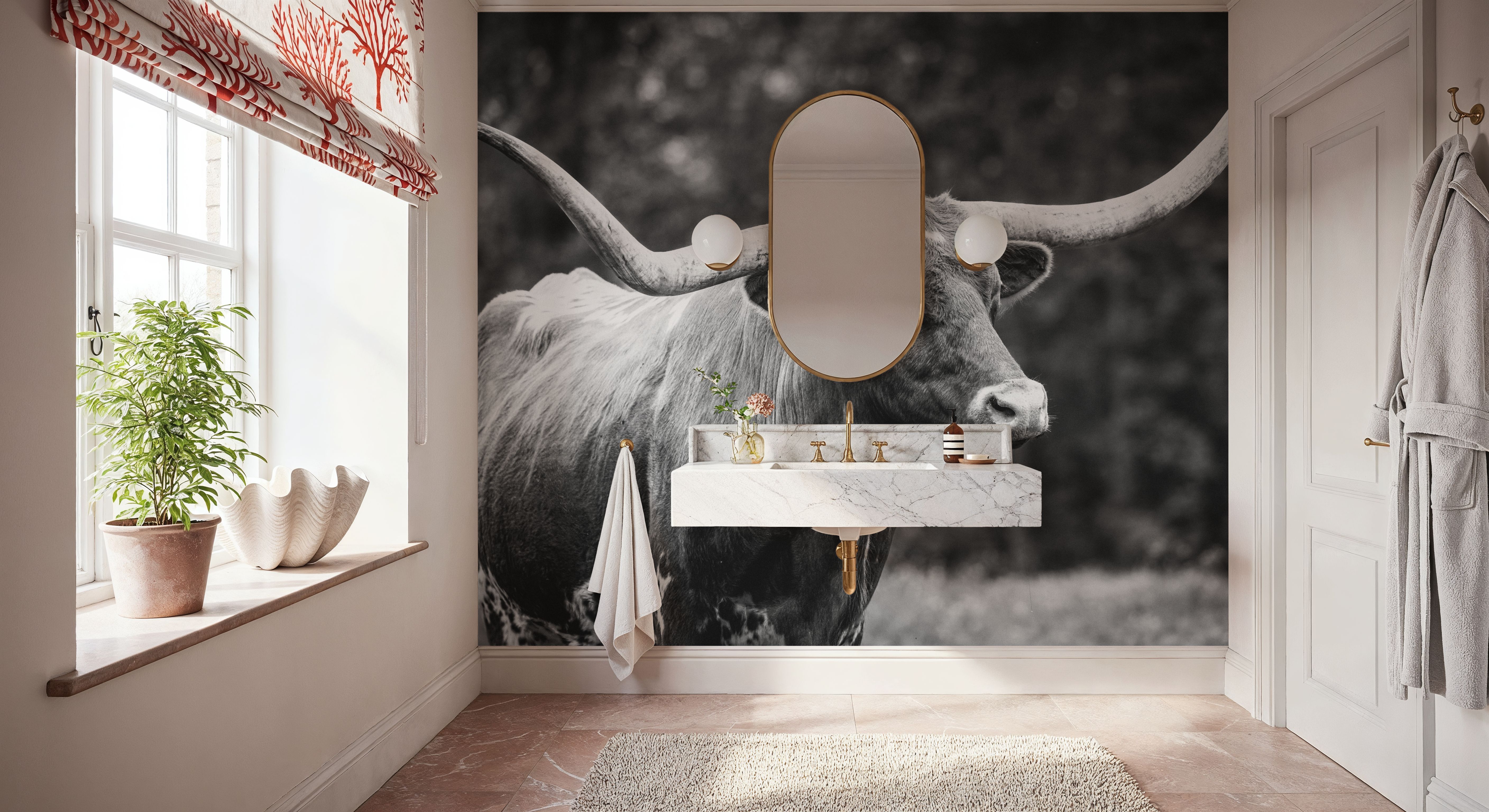 Longhorn Side Eye BW