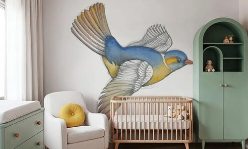 Arts and Crafts Birds III on White