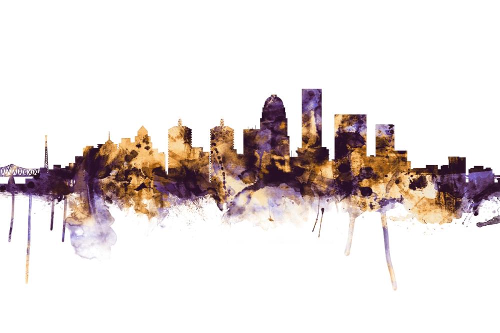 Louisville Kentucky Skyline Purple & Gold