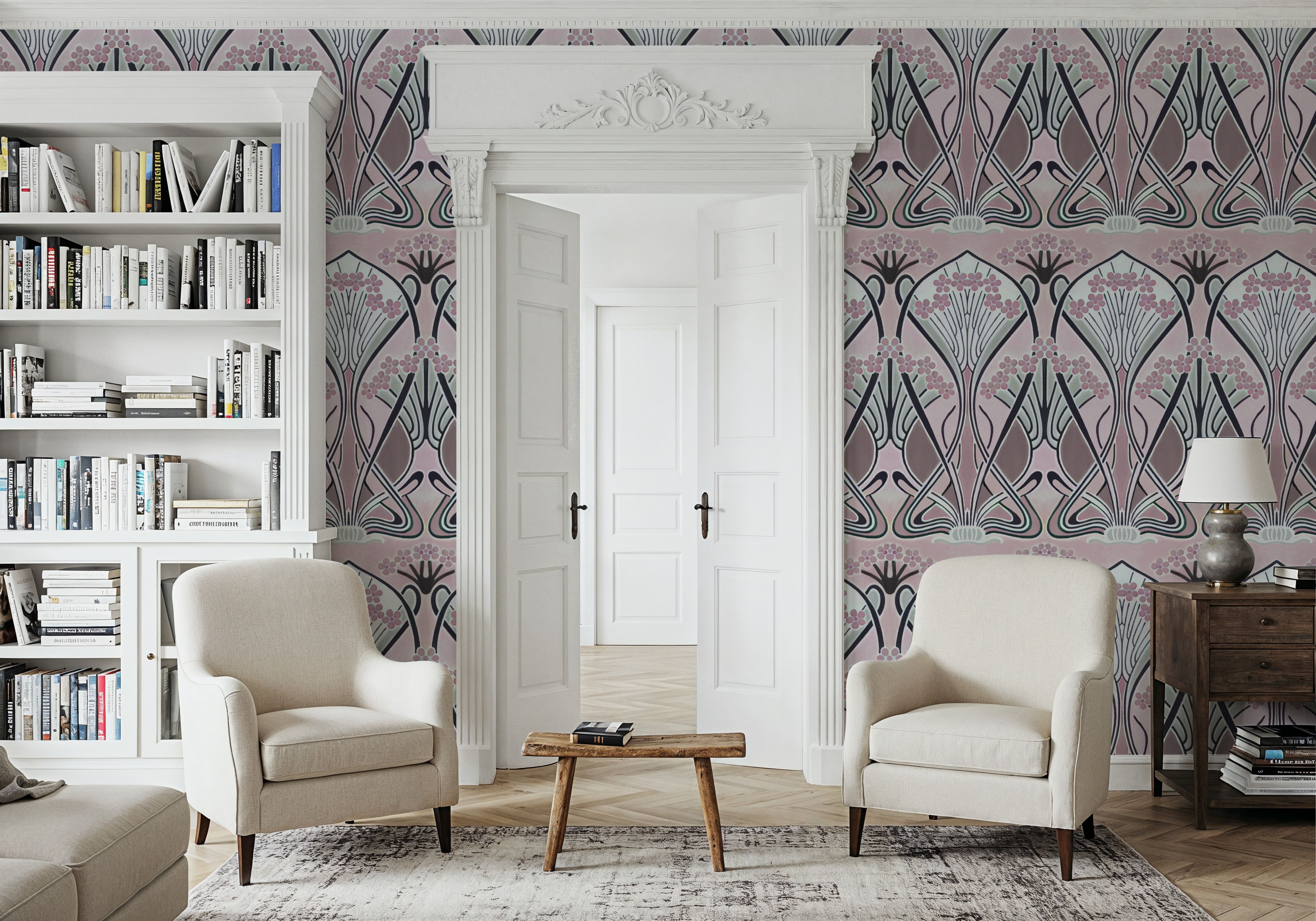 Floral Art Deco Aura, Petal Pink