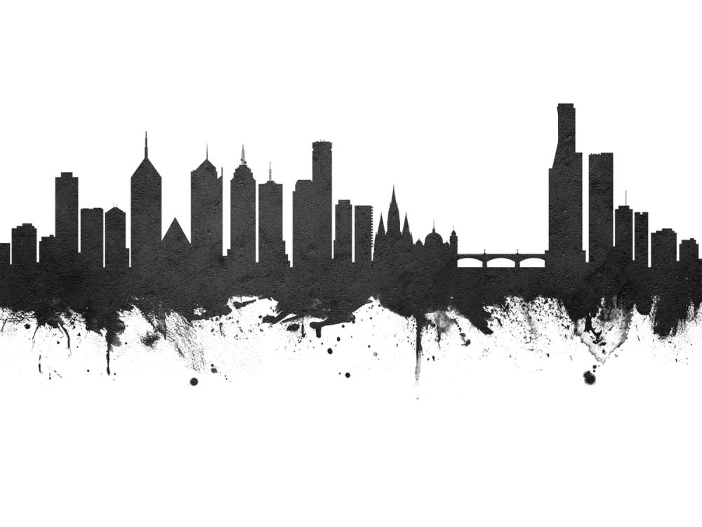 Melbourne Australia Skyline Black & White