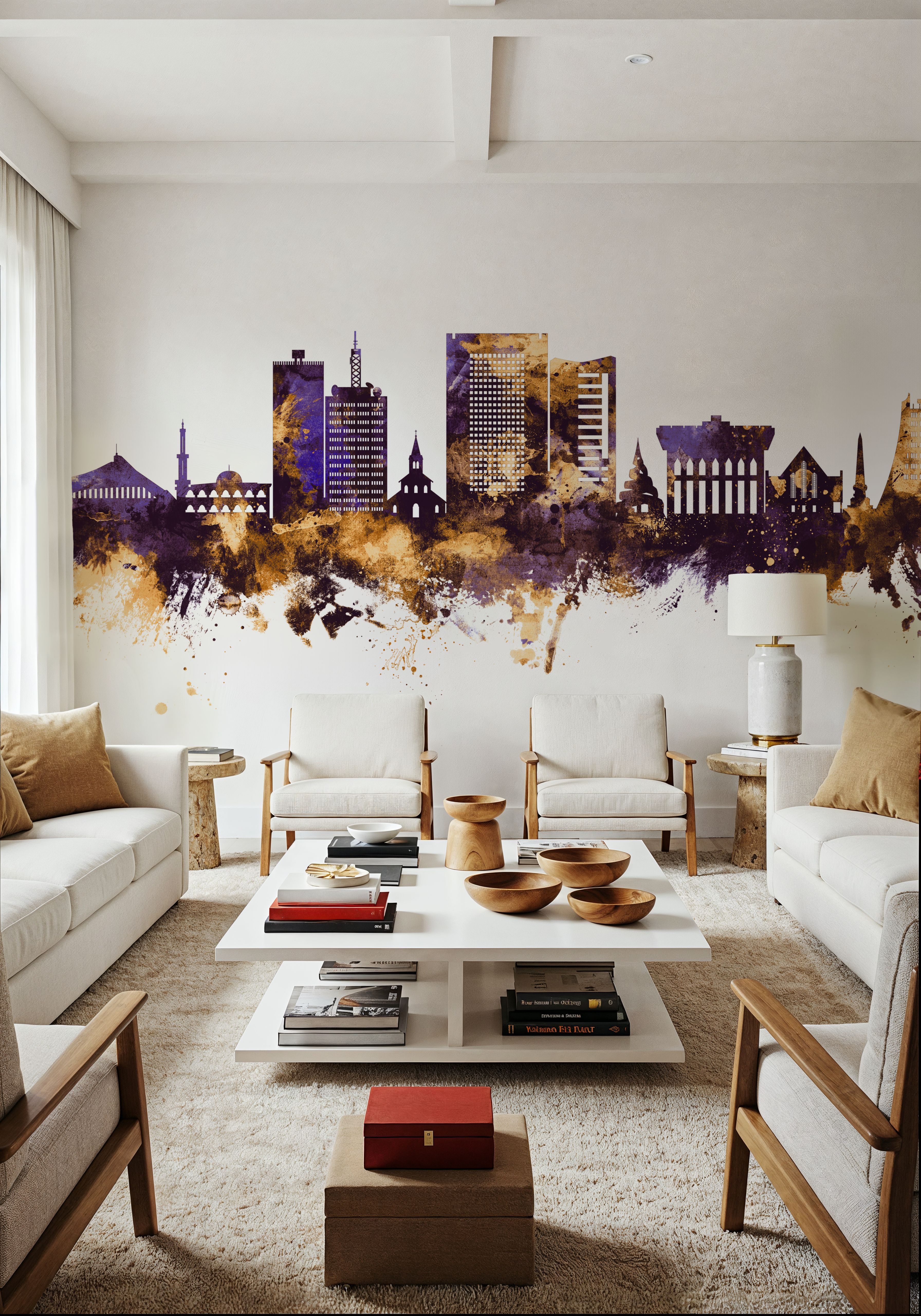 Yaoundé Cameroon Skyline Purple & Gold