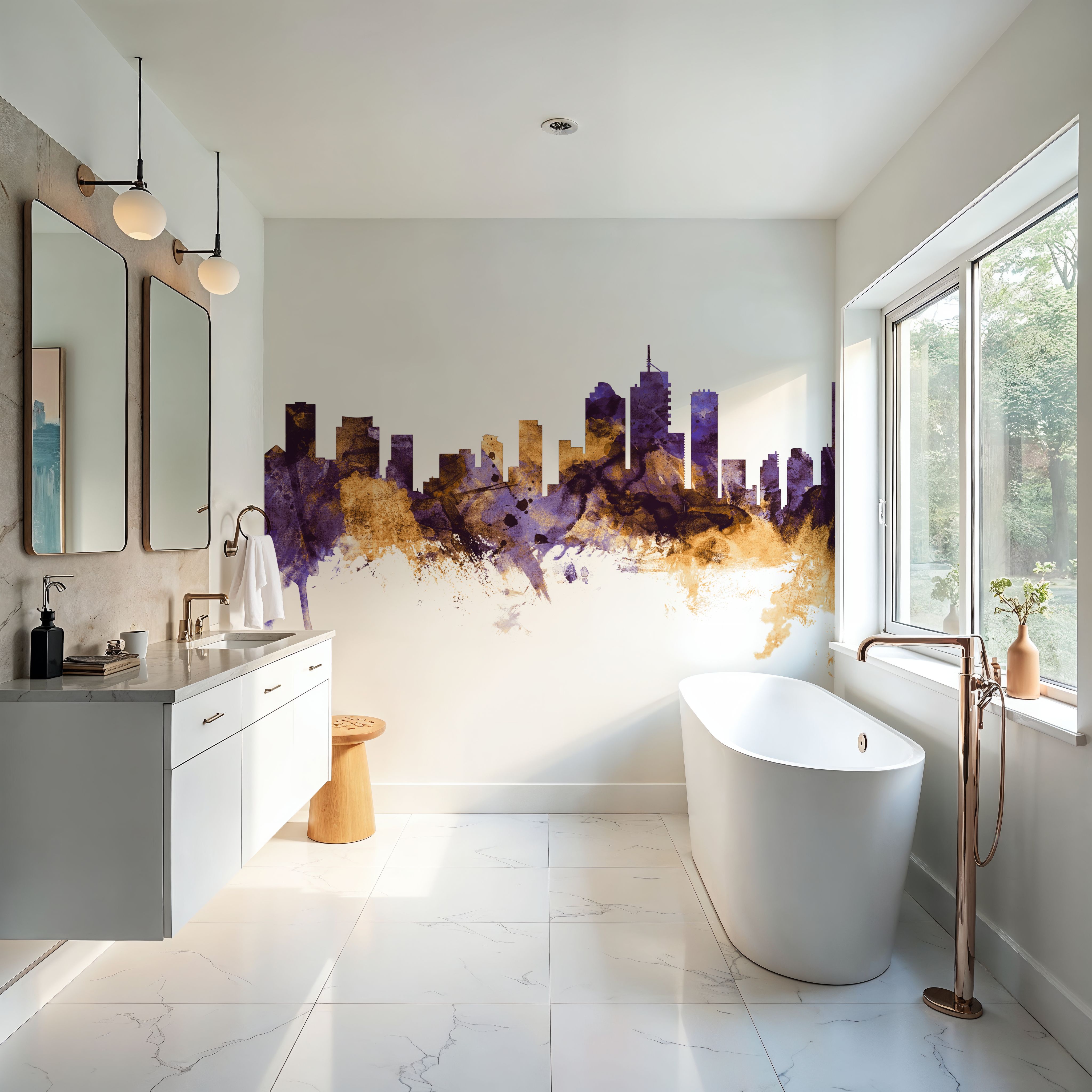 Brisbane Australia Skyline Purpl & Gold