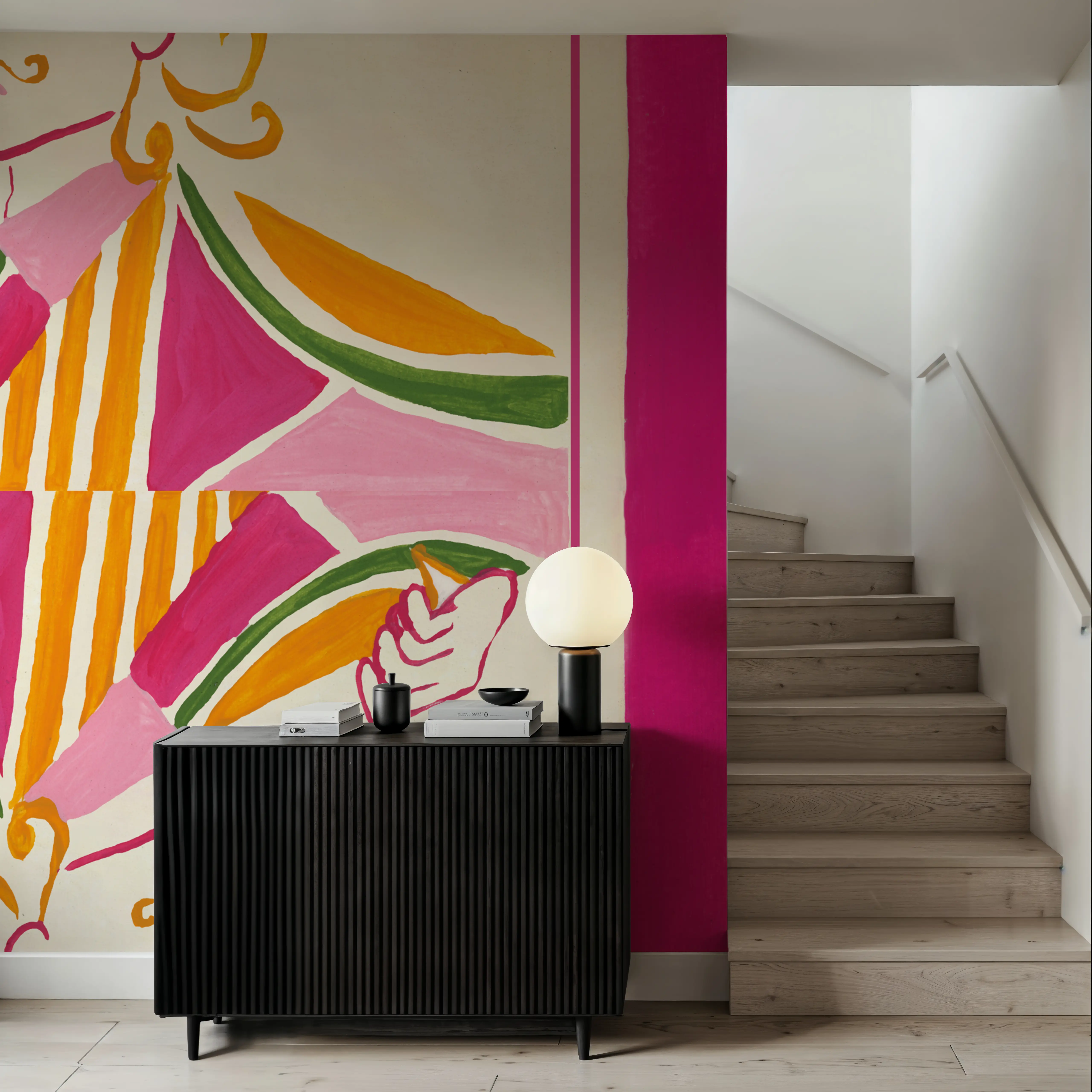 Wall Mural - King of Hearts - Food & Drink Pop mural wallpaper - Pink - Living room - Wallism UK - Peel & Stick or Paste-the-Wall