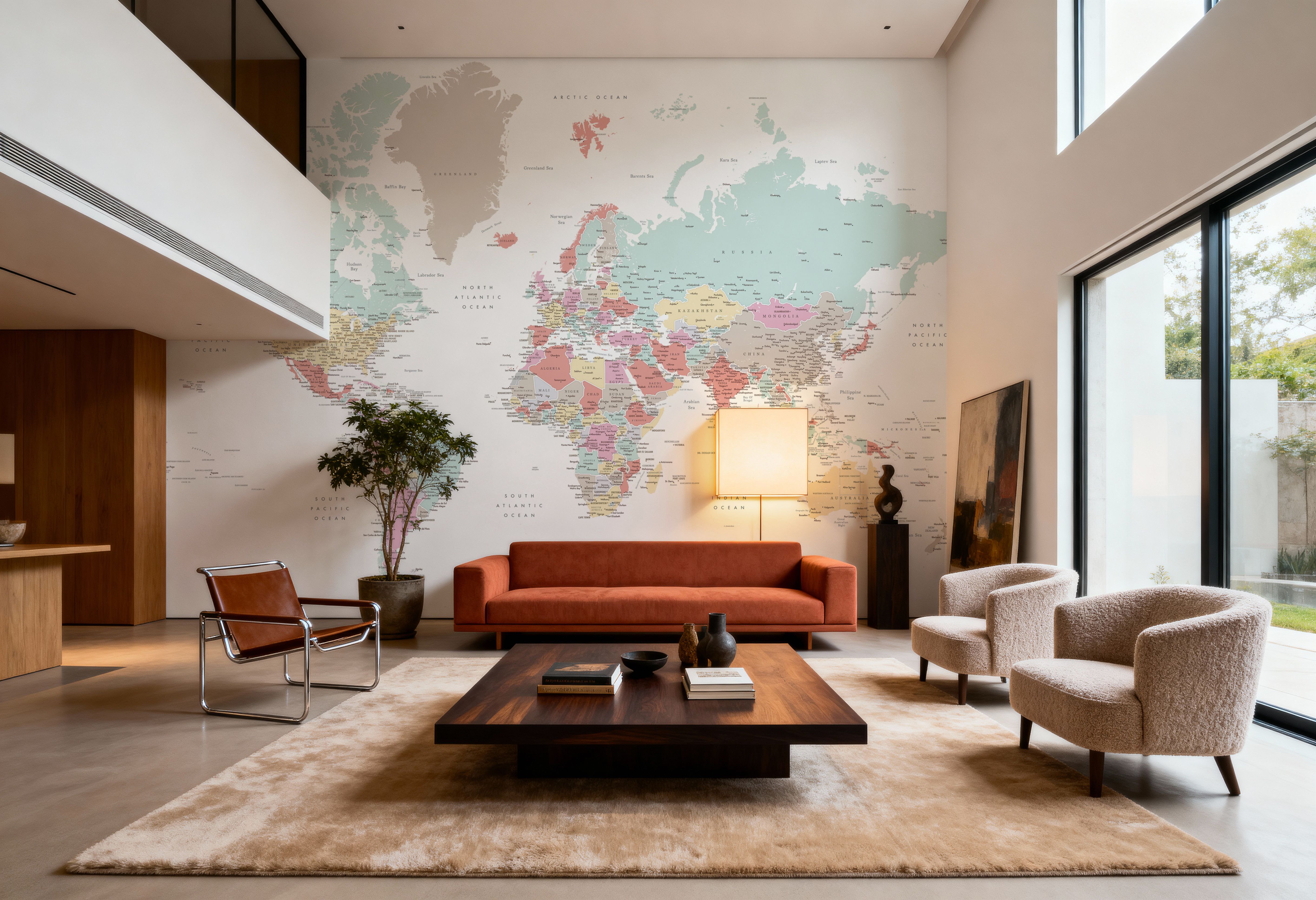 World Map Cities - Pastella, Wallpaper