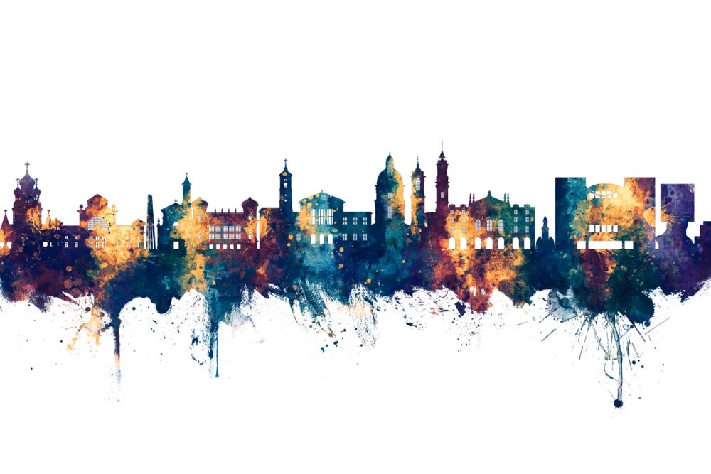 Nice France Skyline Blue & Bronze