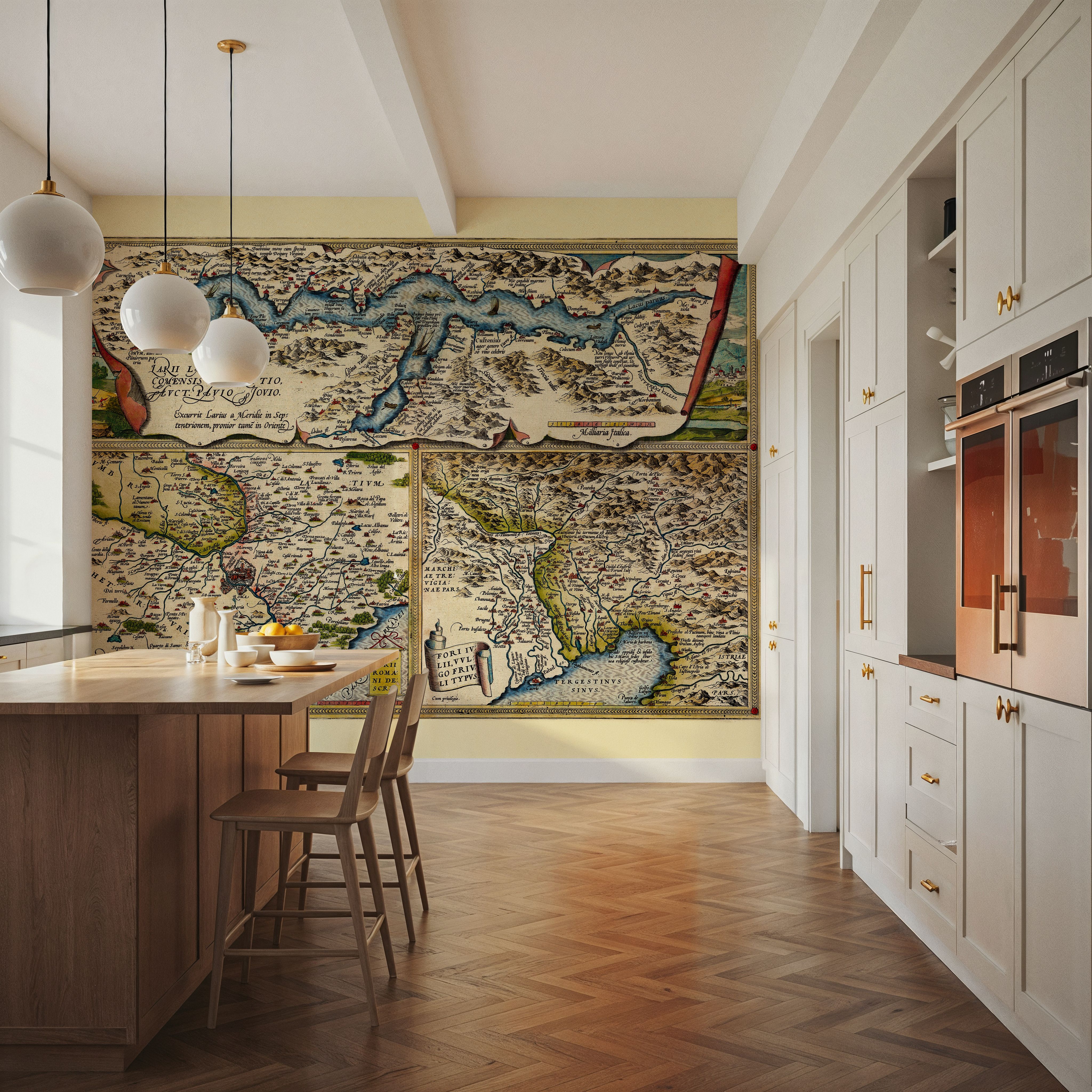 Old Map of Lake Como, Rome, Friuli, 1570