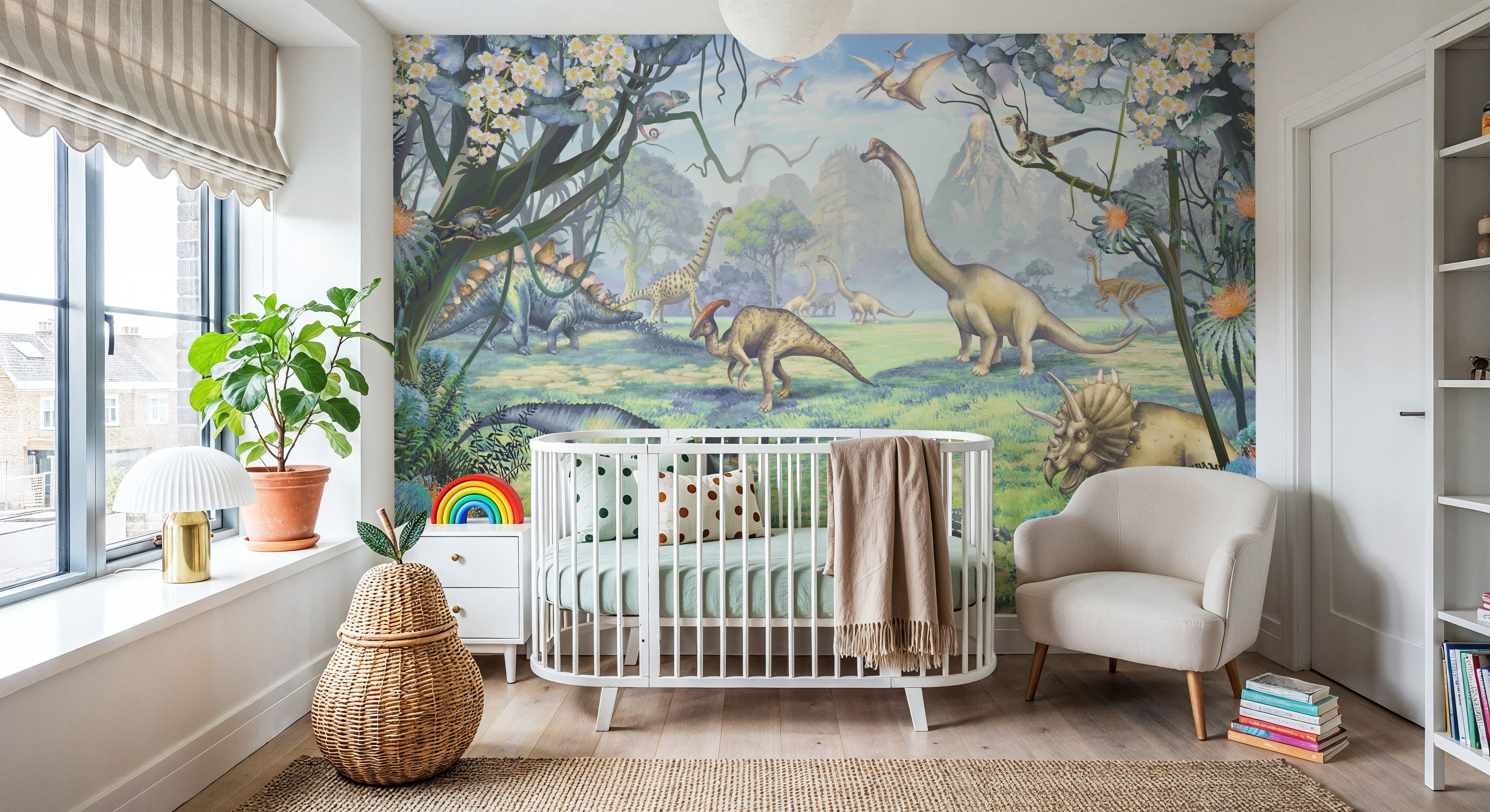 Ancient Dinos, Green, Wallpaper