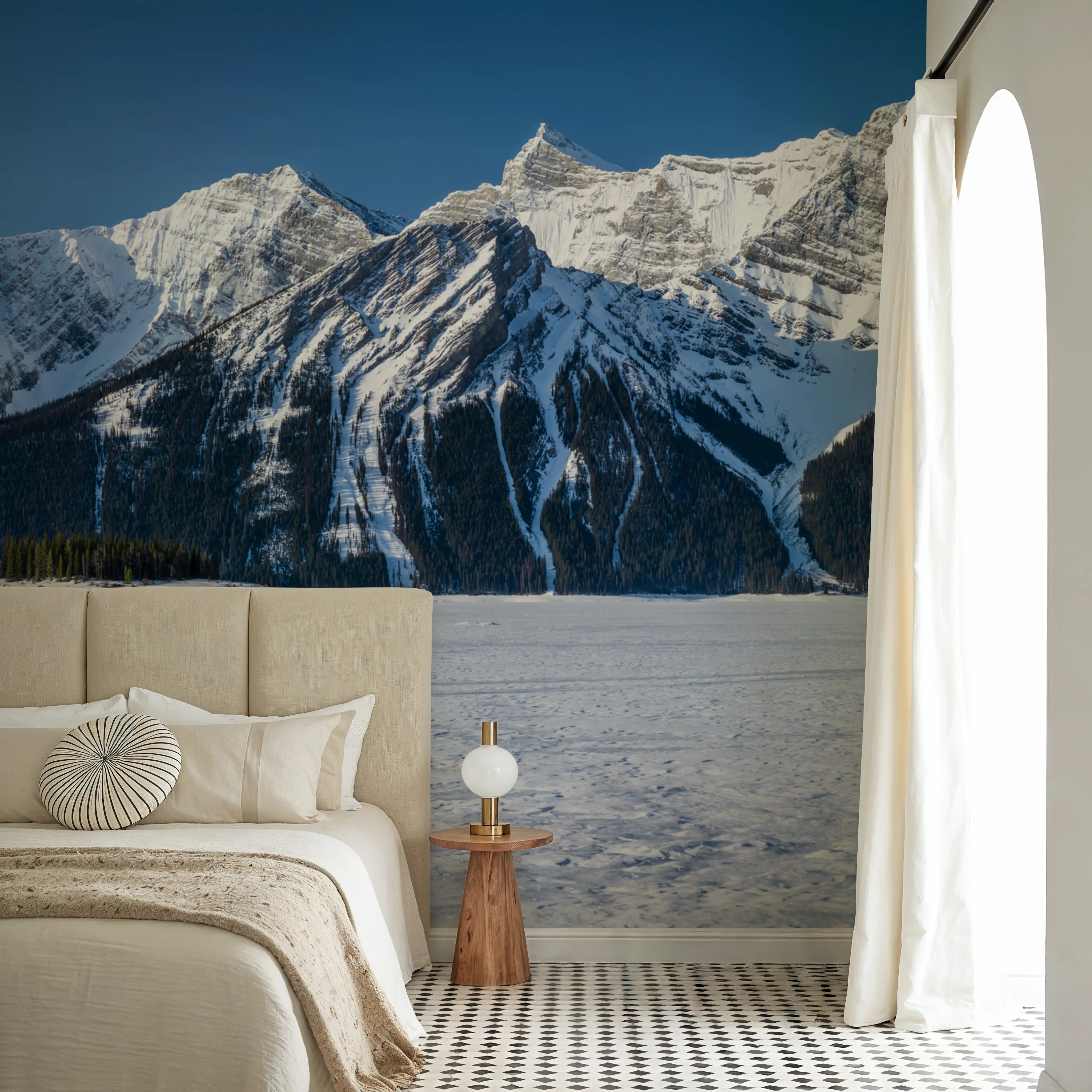 Wall Mural - Mount Foch - Forest Horizon mural wallpaper - White - Offices - Wallism UK - Peel & Stick or Paste-the-Wall
