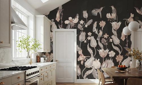 Tulips & Birds, Black