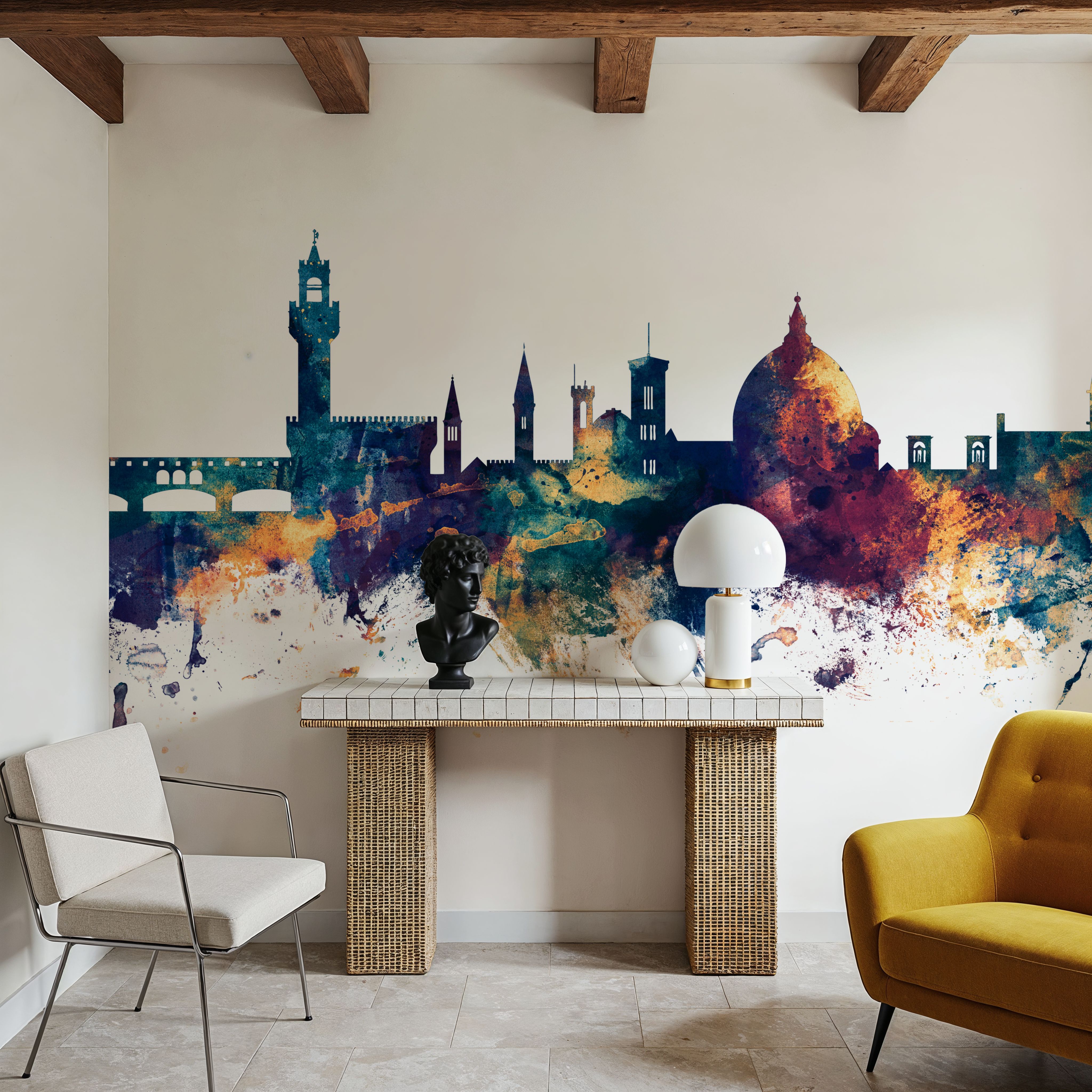 Florence Italy Skyline Blue & Bronze