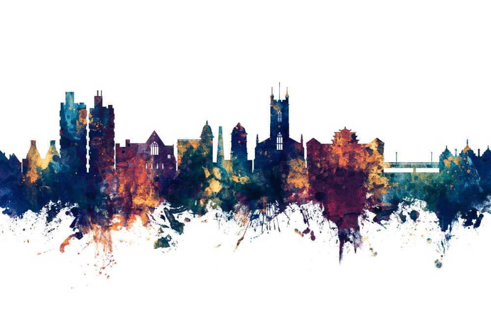 Stoke-on-Trent Skyline Blue & Bronze