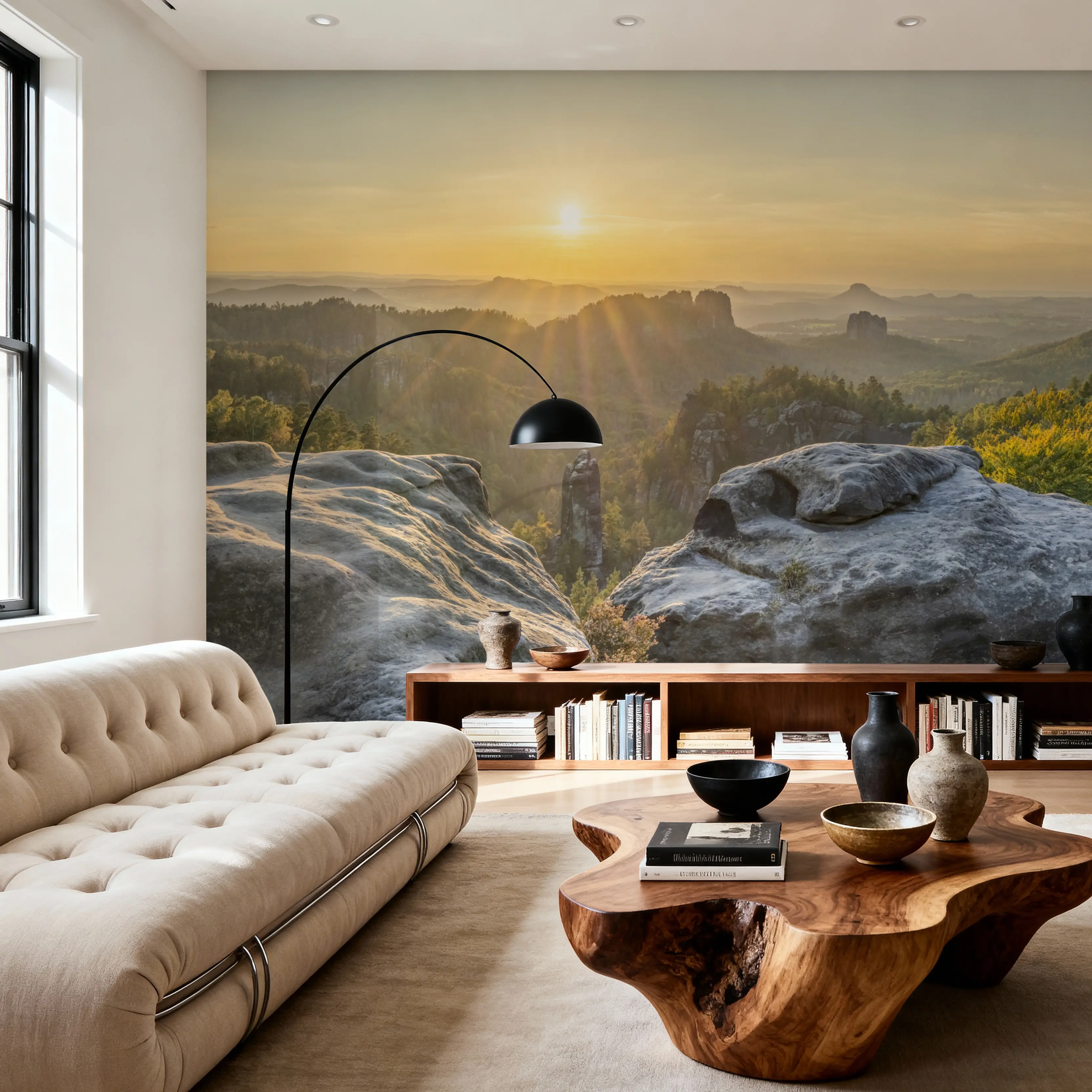 Wall Mural - Carolafelsen - Forest Landscapes mural wallpaper - Yellow - Offices - Wallism UK - Peel & Stick or Paste-the-Wall