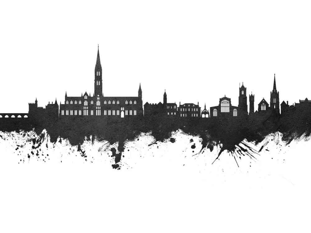 Salisbury England Skyline Black & White