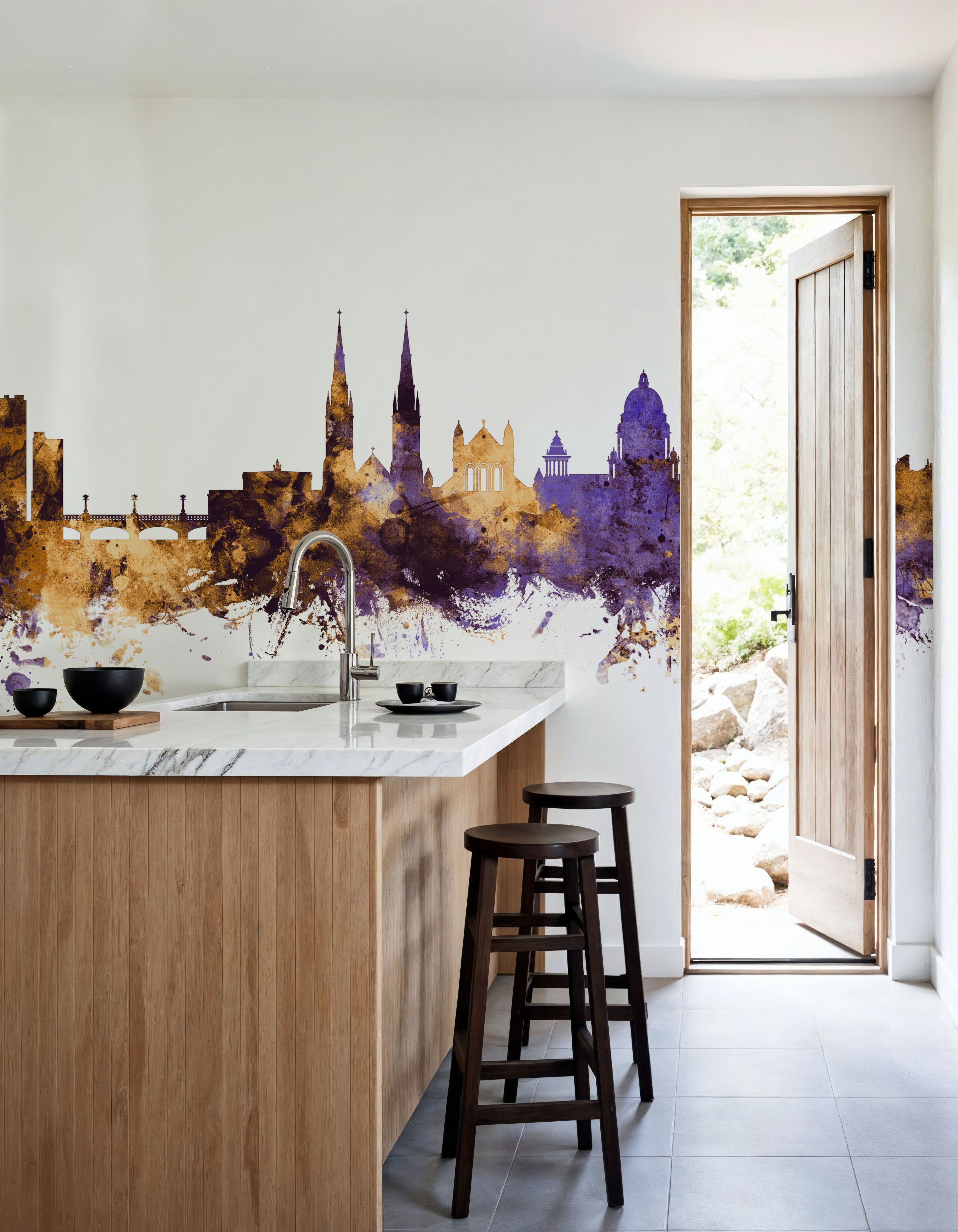 Belfast Northern Ireland Skyline Purple & Gold