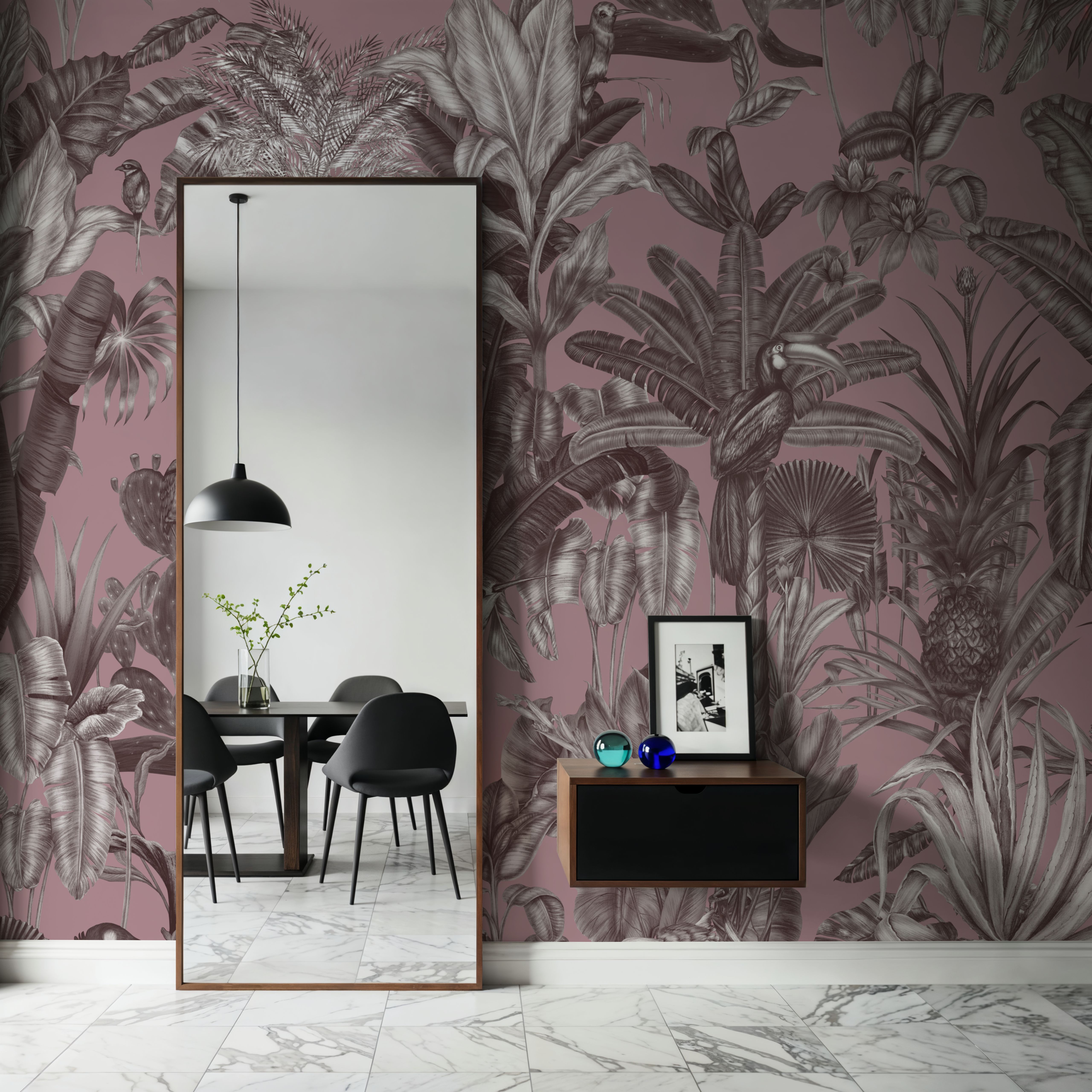 Tropical Wonderland, Pink, Wallpaper