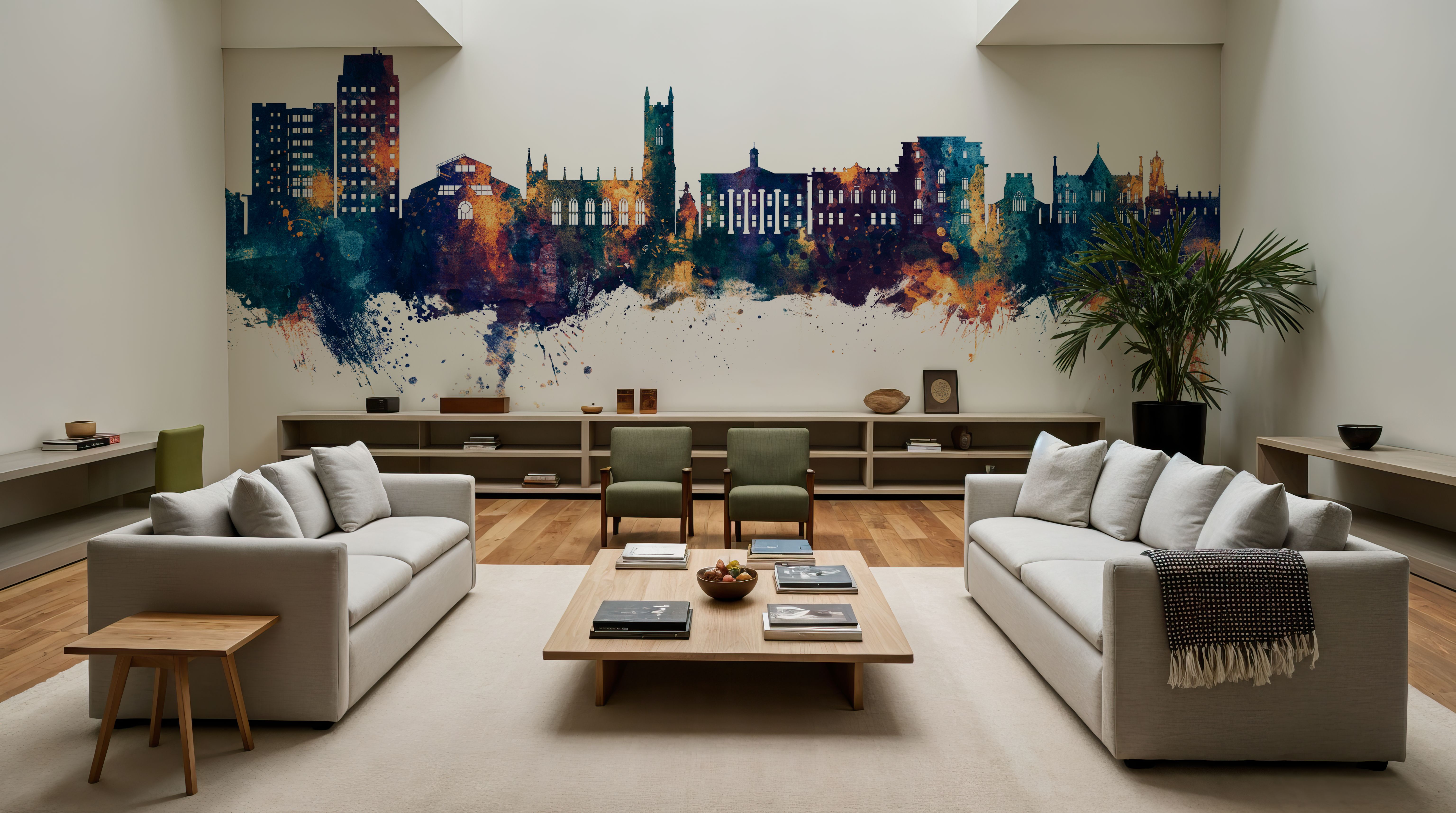 Oldham England Skyline Blue & Bronze, Papel pintado