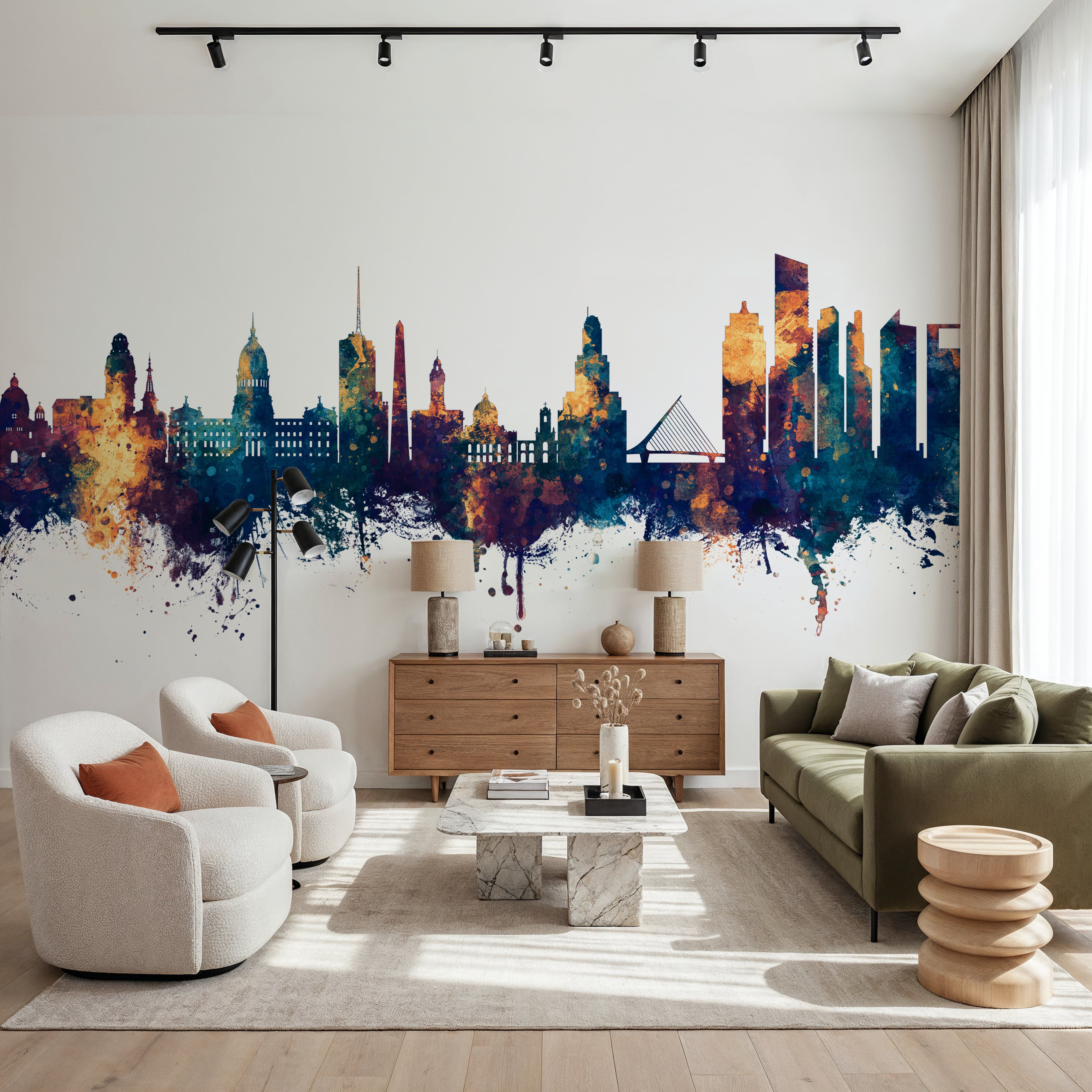 Buenos Aires Argentina Skyline Blue & Bronze