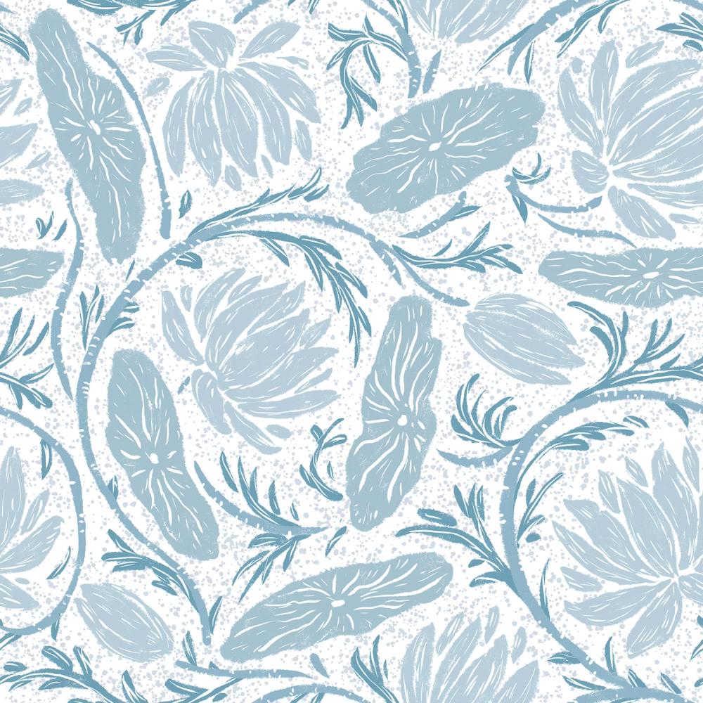 Block Print Lotus, French Blue