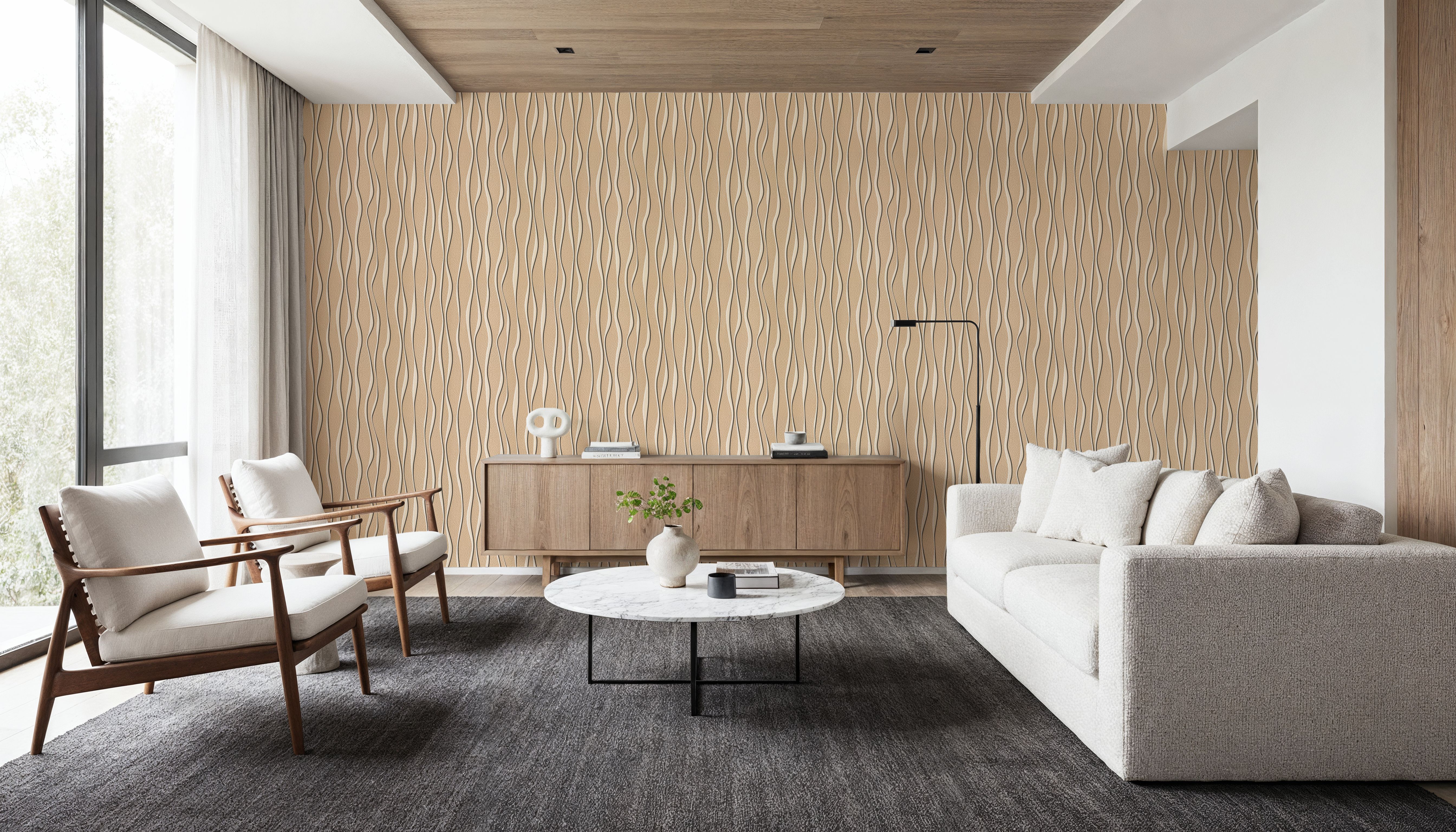 Swaying Lines, Warm Beige