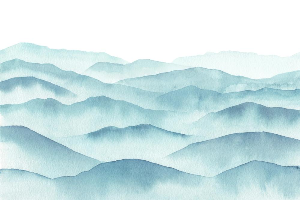 Foggy Hilltops Watercolor