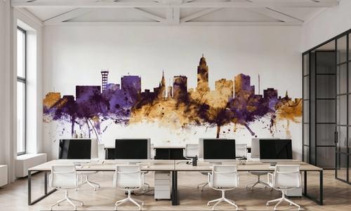 Lincoln Nebraska Skyline Purple & Gold
