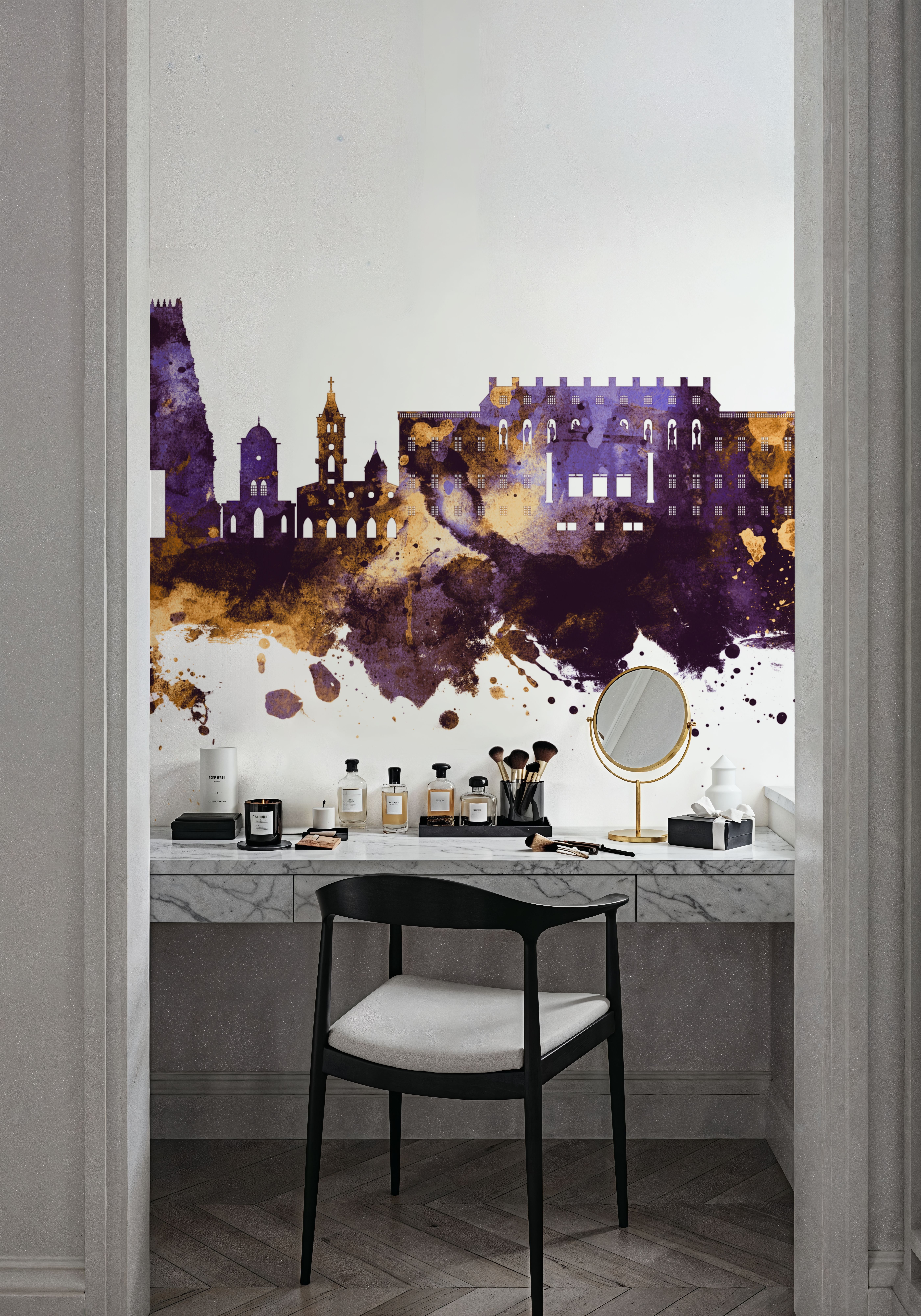 Coimbatore India Skyline Purple & Gold