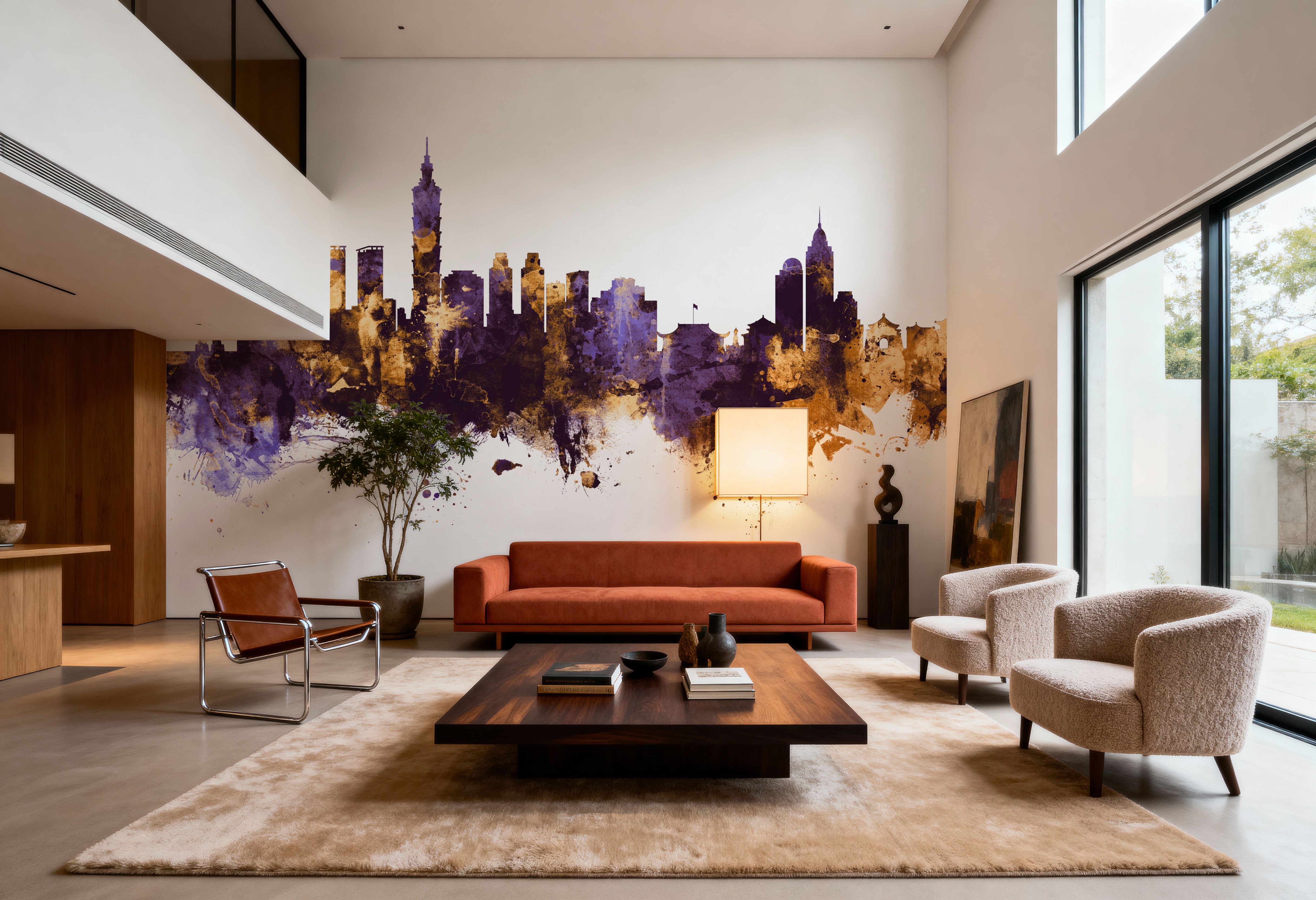 Taipei Taiwan Skyline Purple & Gold