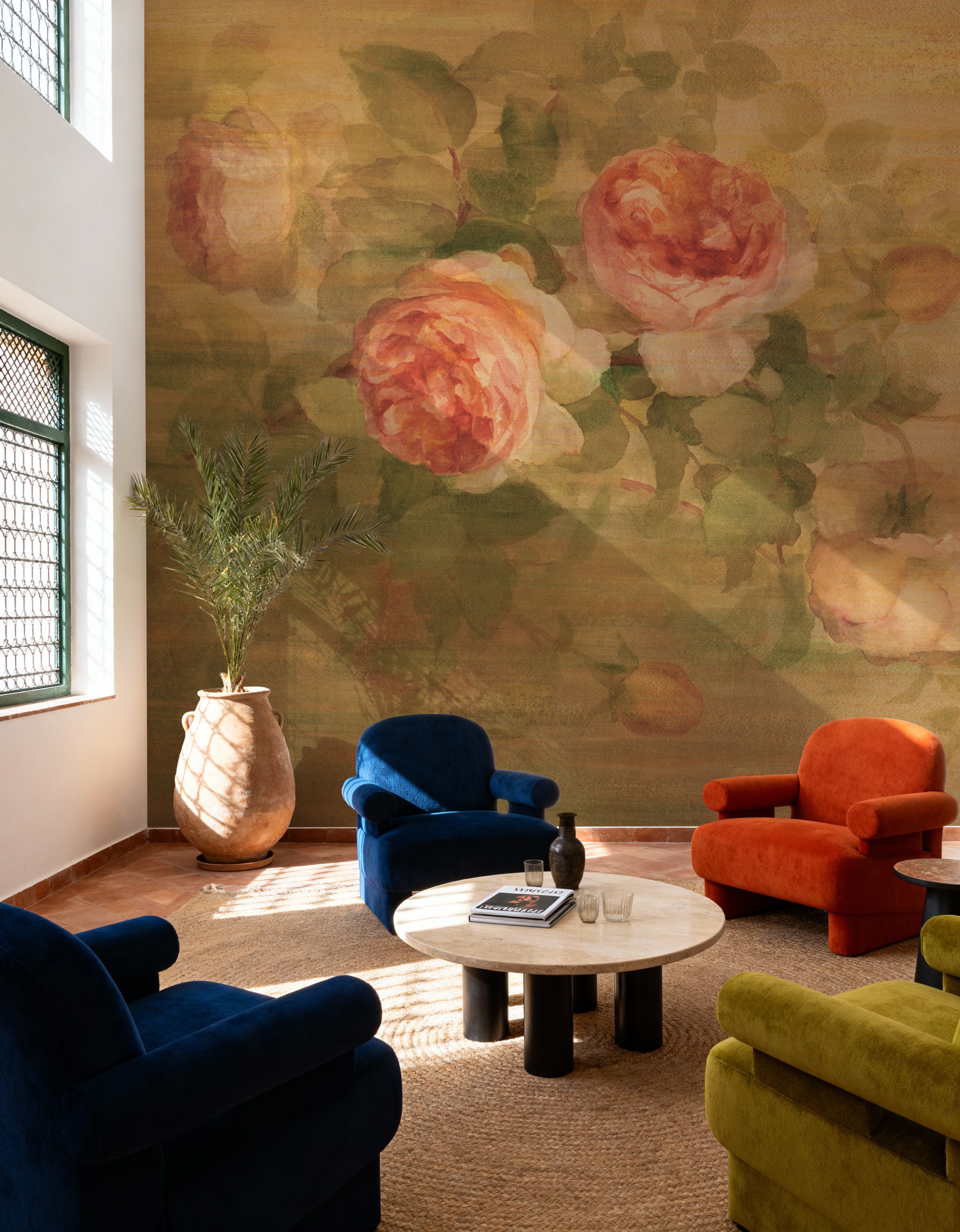 Vintage Roses on Green I