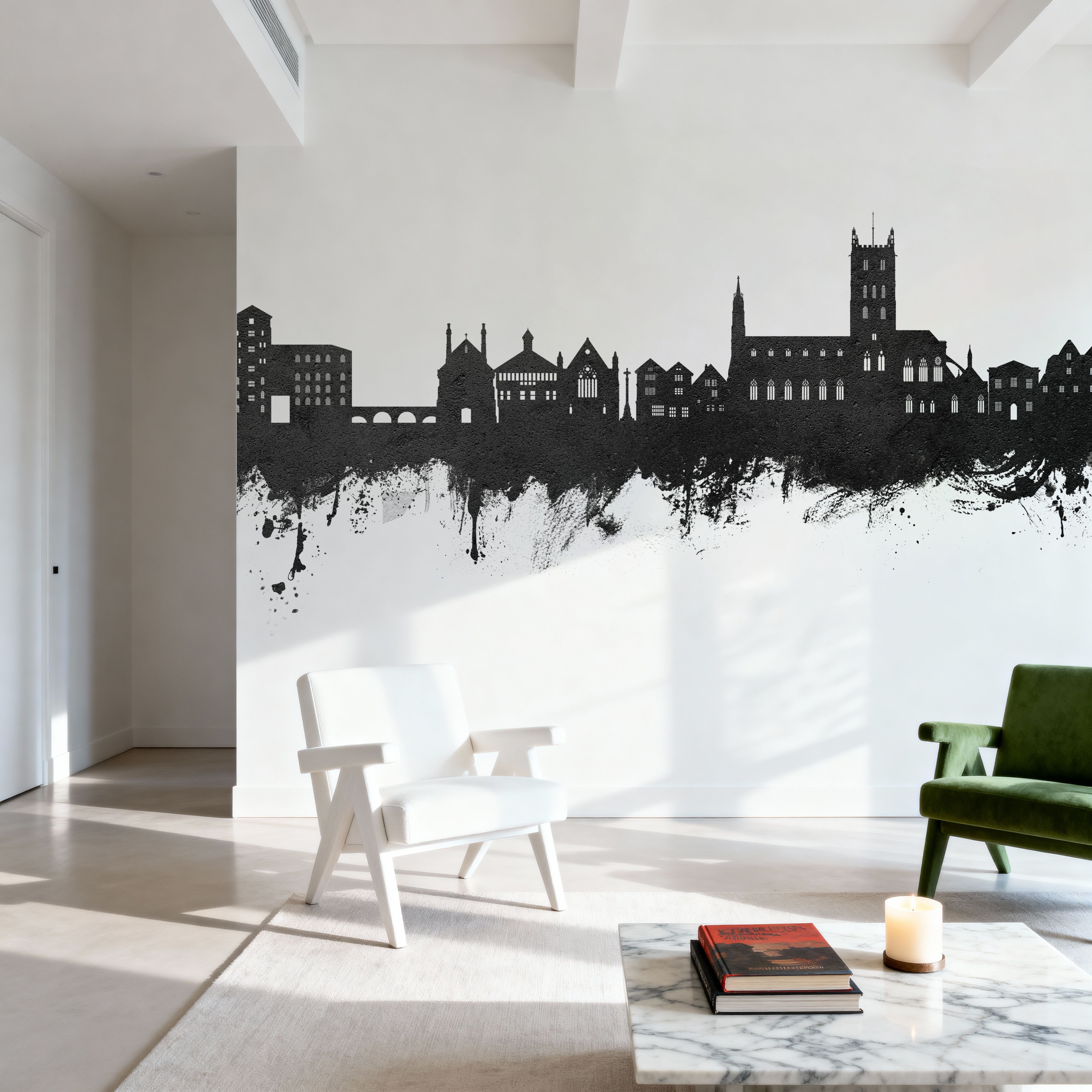 Tewkesbury England Skyline Blck & White