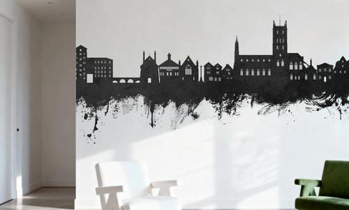 Tewkesbury England Skyline Blck & White