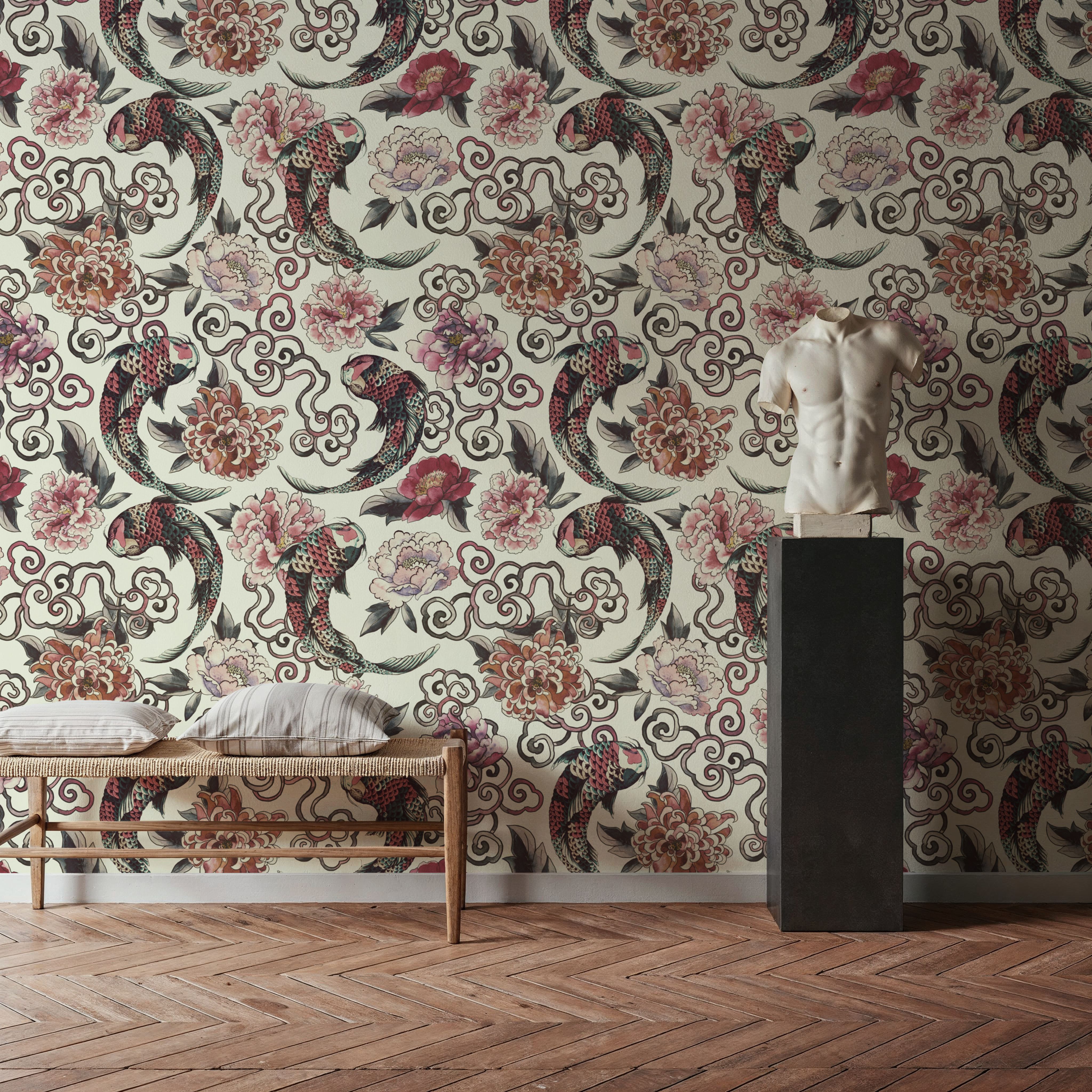 Koi & Flowers, Wallpaper