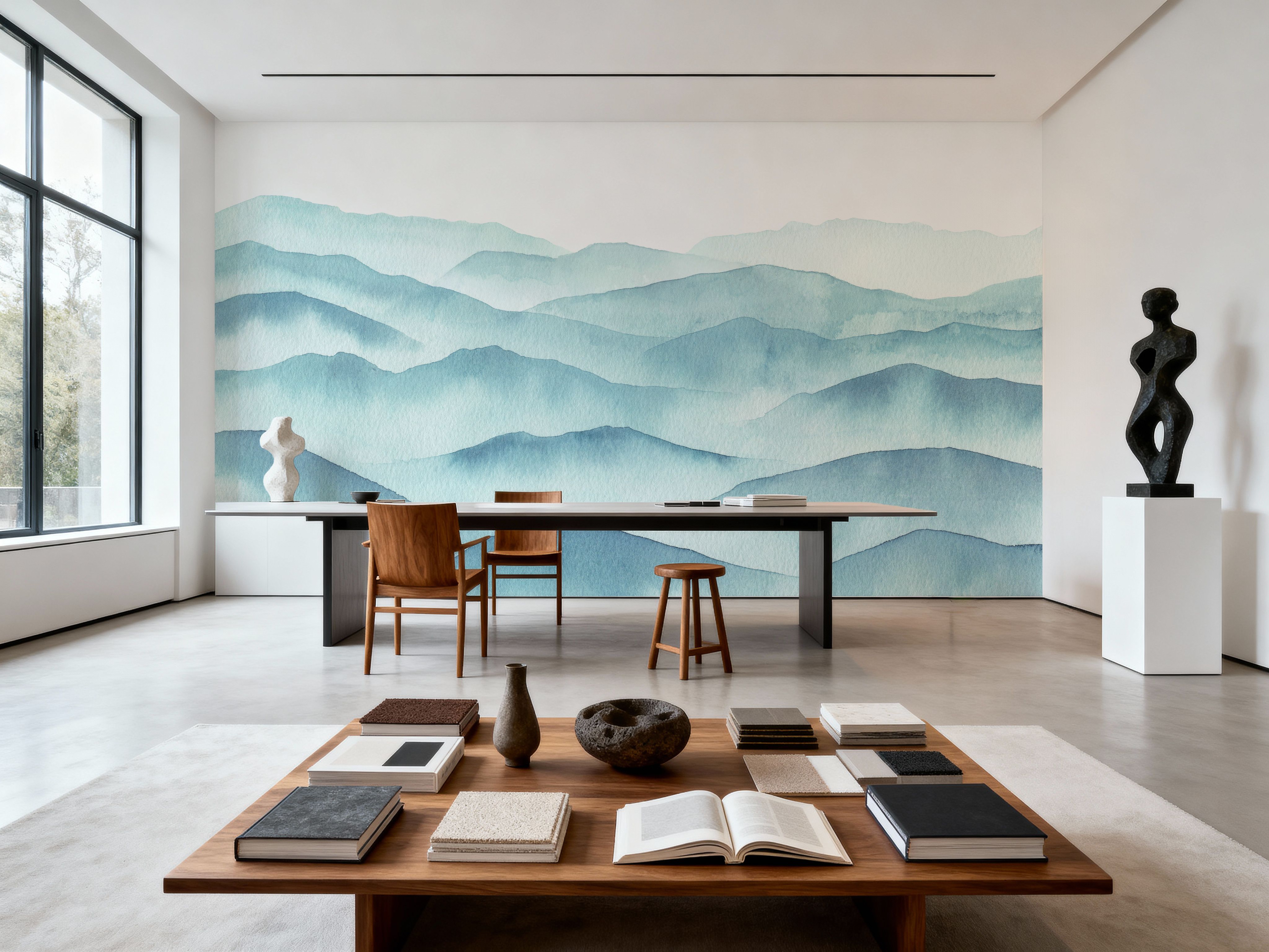 Foggy Hilltops Watercolor