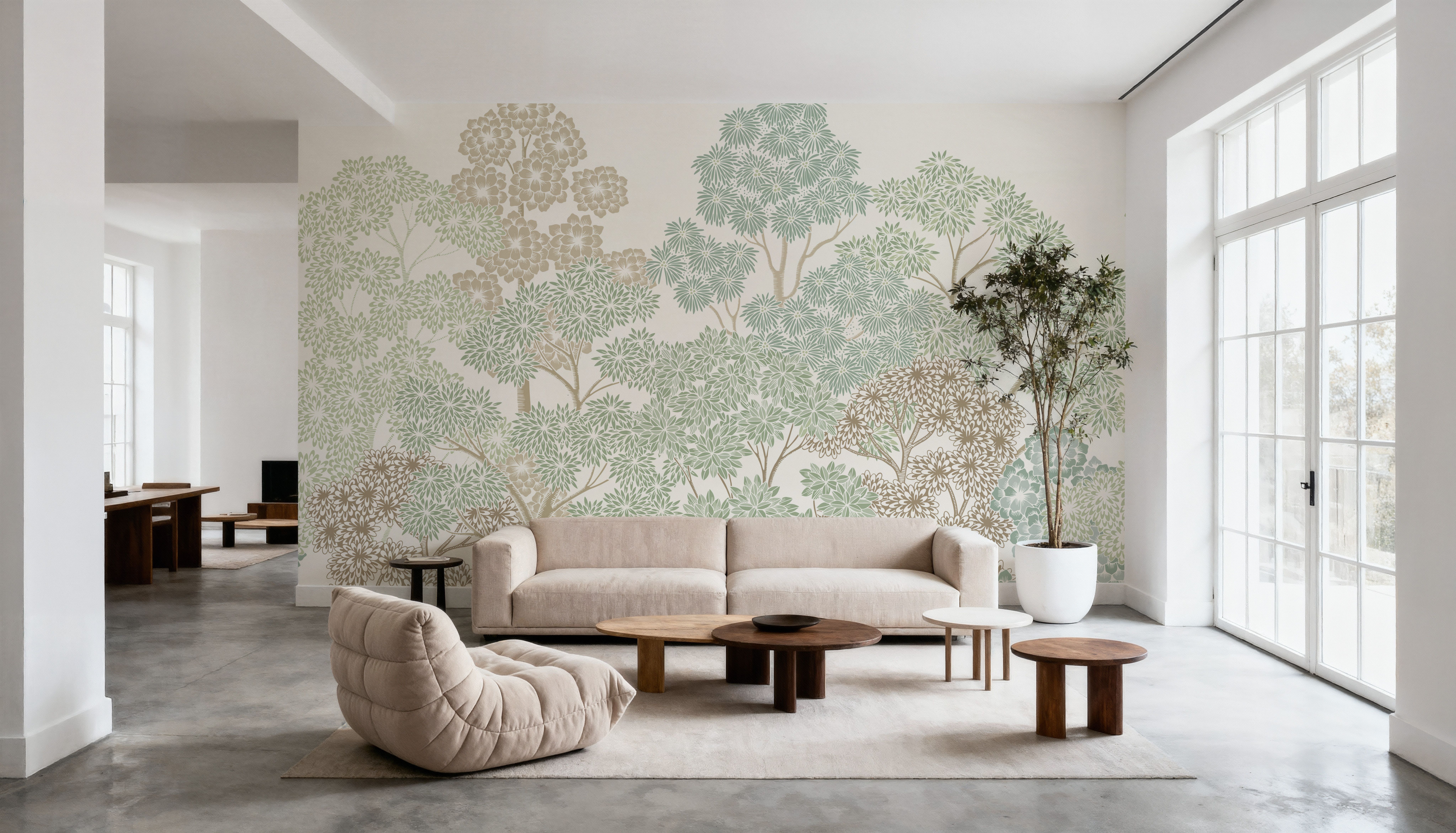 Overleaf Woodland, Light Green, Wallpaper